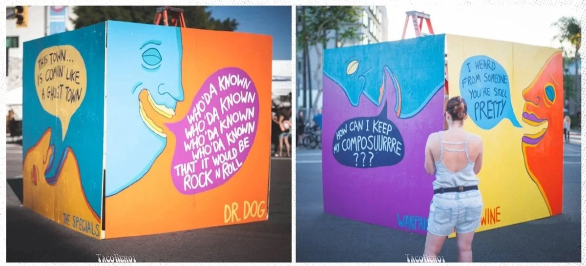 Katbing art installations for Music Tastes Good Festival, Long Beach, Ca