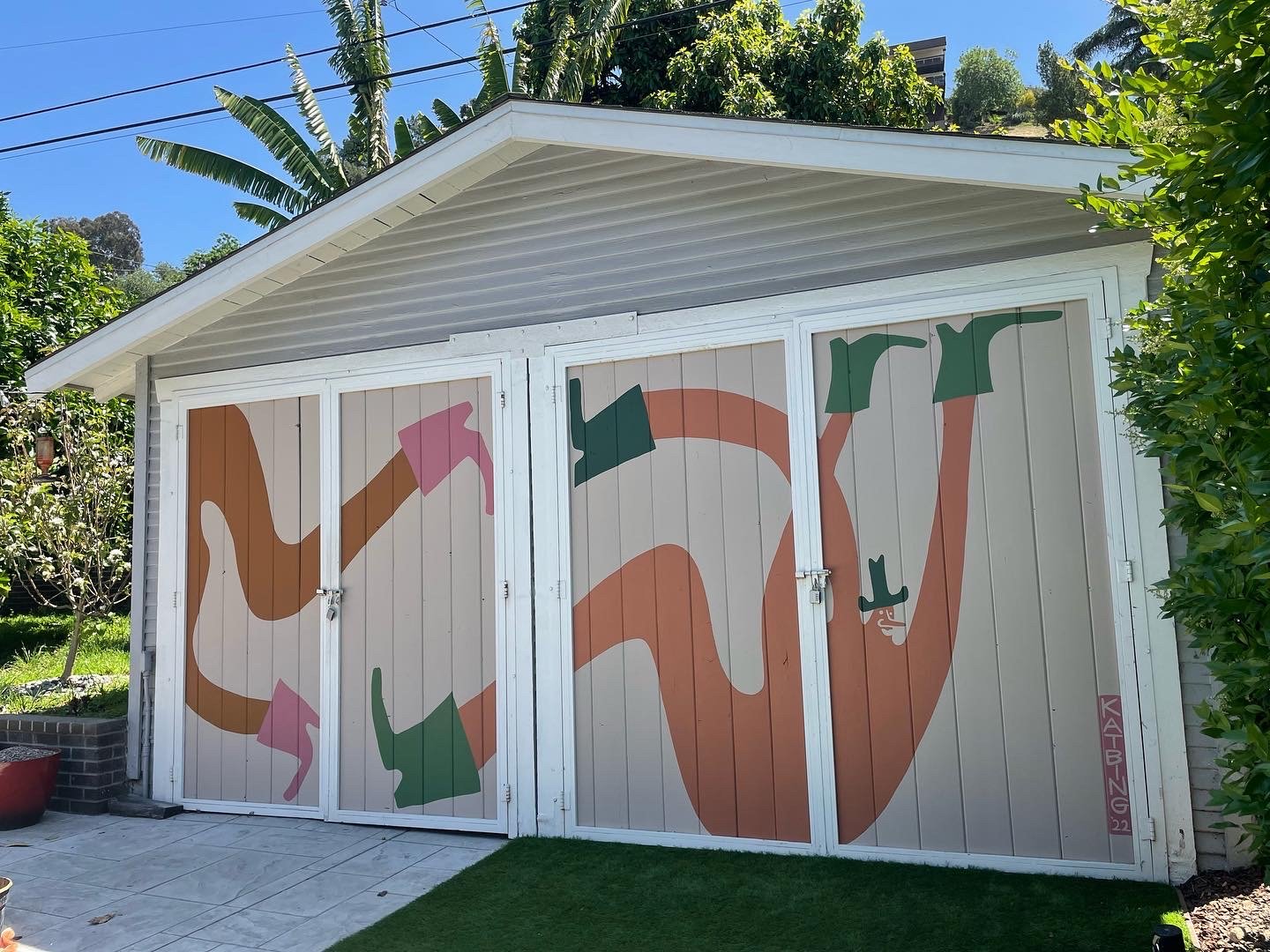 Katbing backyard mural private commission in Montecito Heights, Los Angeles