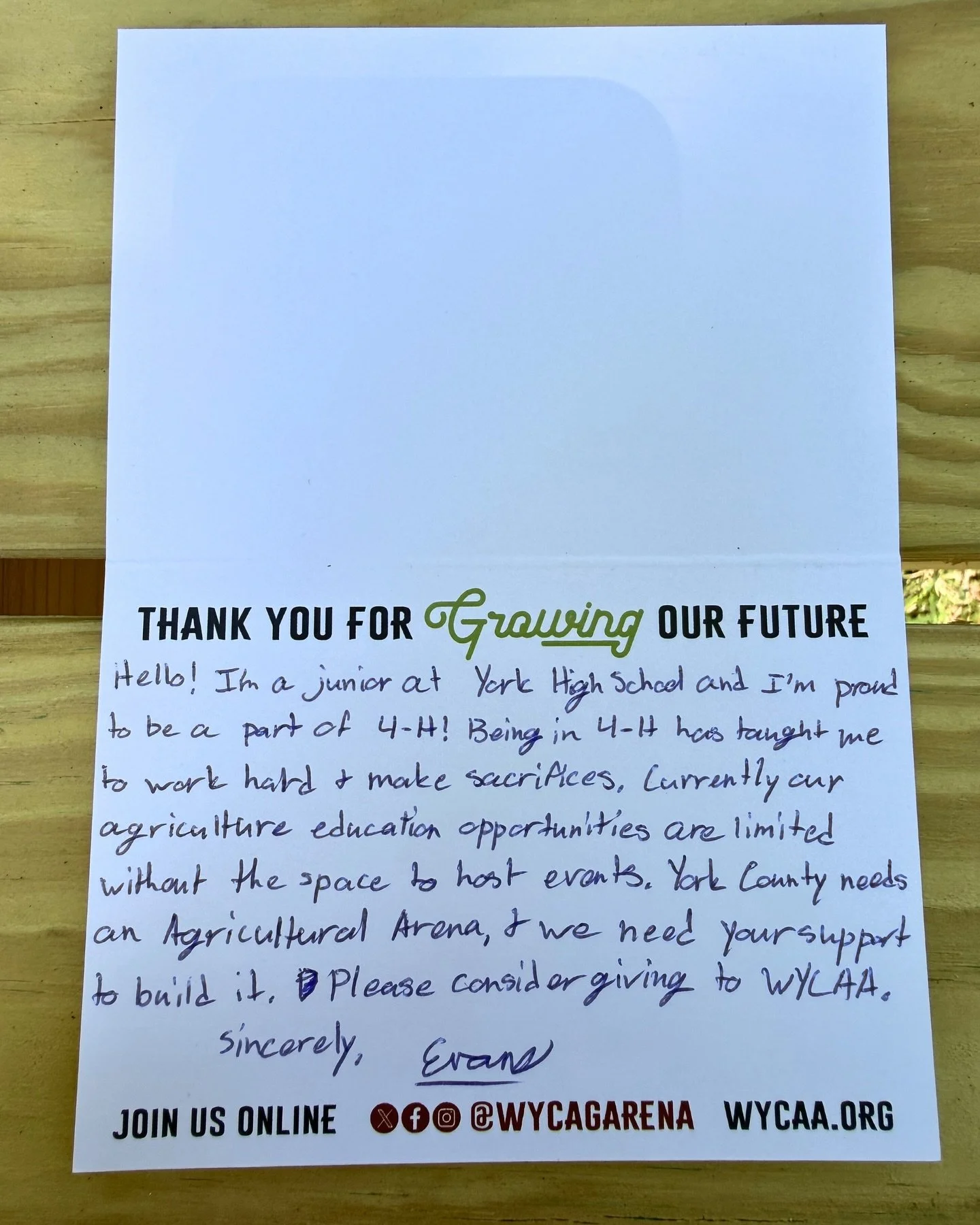 These are the voices behind the vision.

Students across York County, from elementary to high school, took a moment to share what the Western York County Agriculture Arena would mean to them. Their words say it better than we ever could.

For some, i