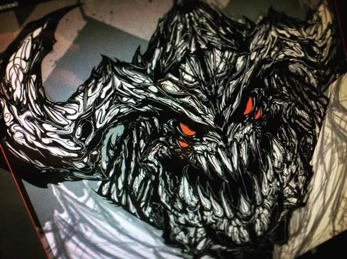 Early vector line-art stages.