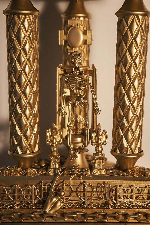 "Trophy #2 -- Immigration, Death, Cartel, Wealth, and Santa Muerte" (detail)