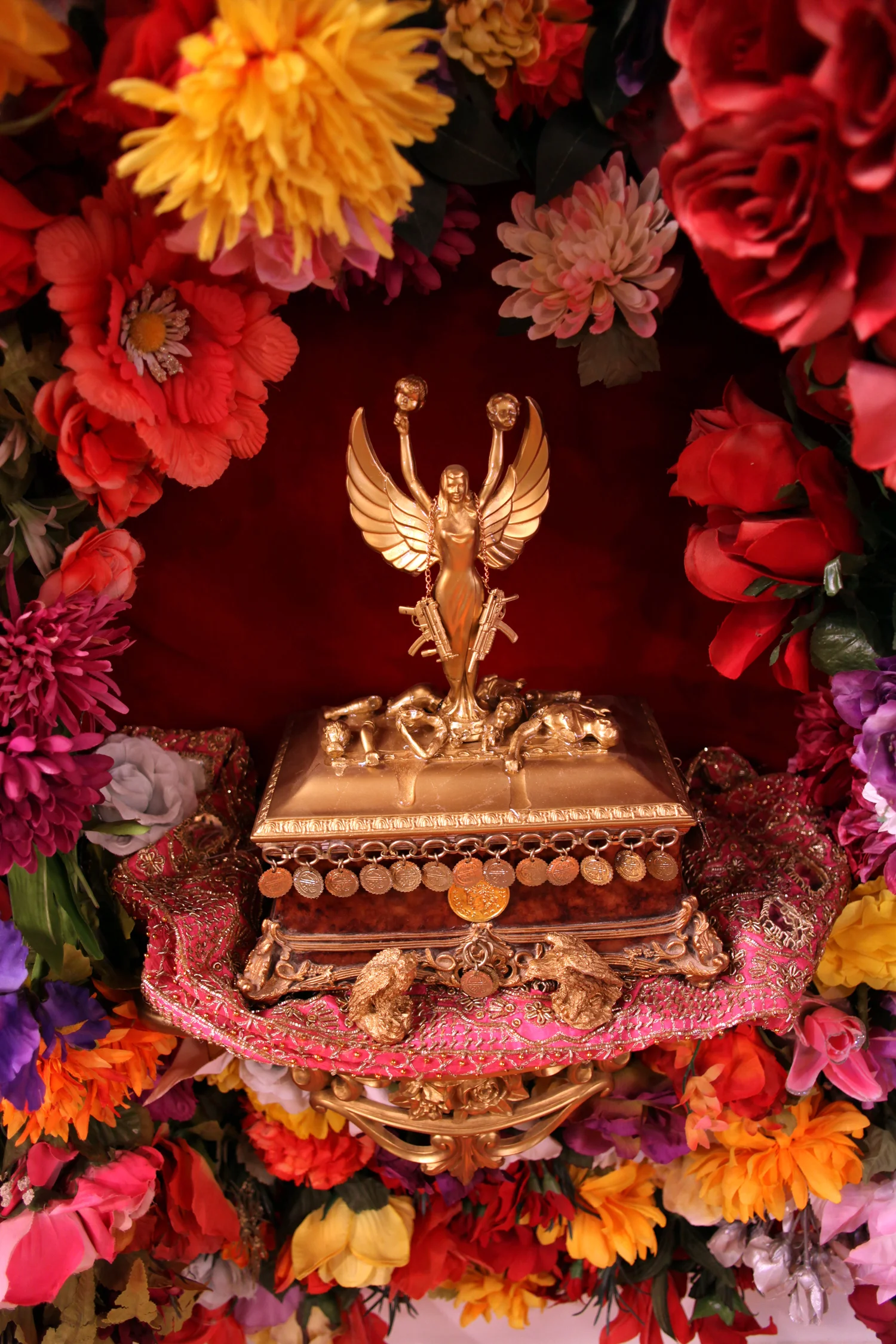 Photo Montage mixed media, recycled flowers from graveyards in Mexico 2013