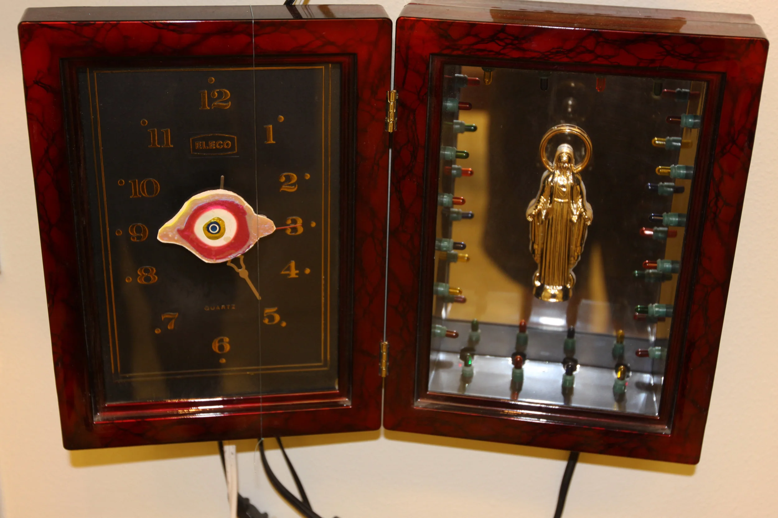 "Electric Clock and Lights Virgin" Mixed media 