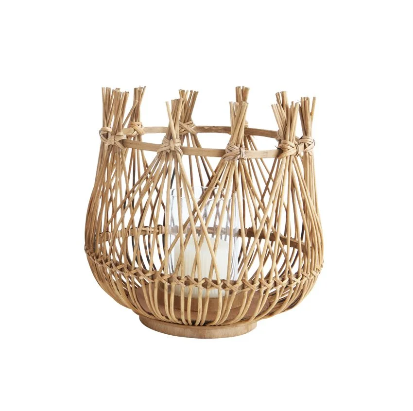 Bamboo & Glass Lantern 12" 2 Available / $25 ea.