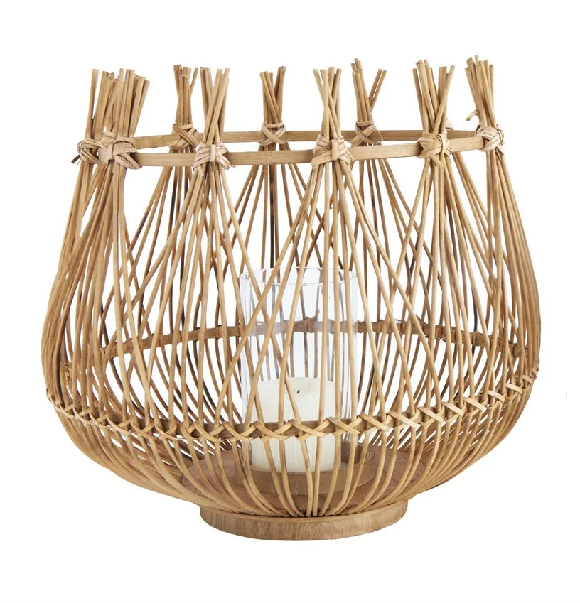 Bamboo & Glass Lantern 16" 2 Available / $35 ea.