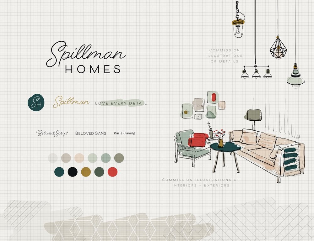 My final brand board for Spillman Homes