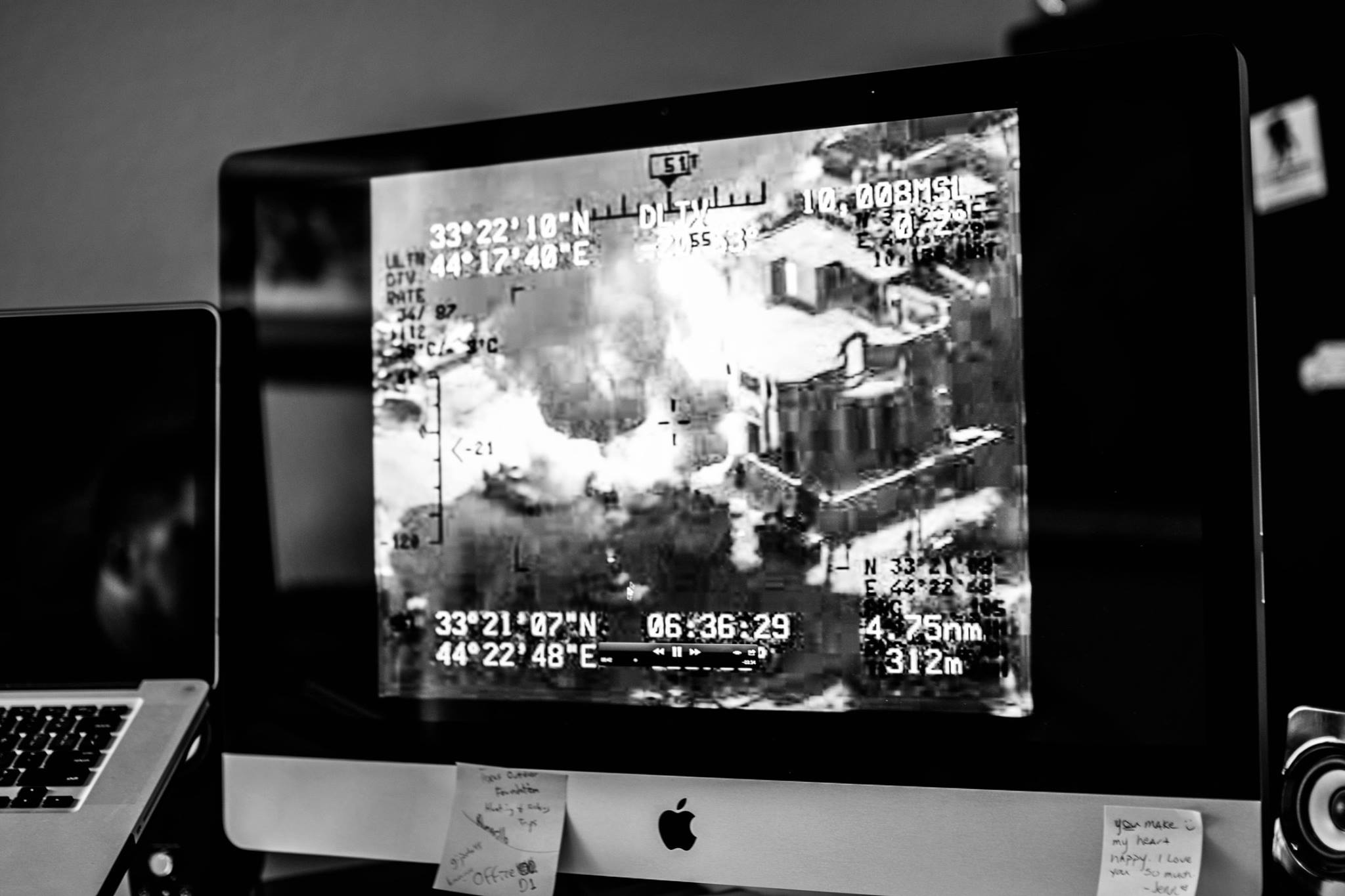Two images of the explosions that Joe and his team endured. Two were killed in the blast. The top image is the explosion and the bottom is the aftermath.
