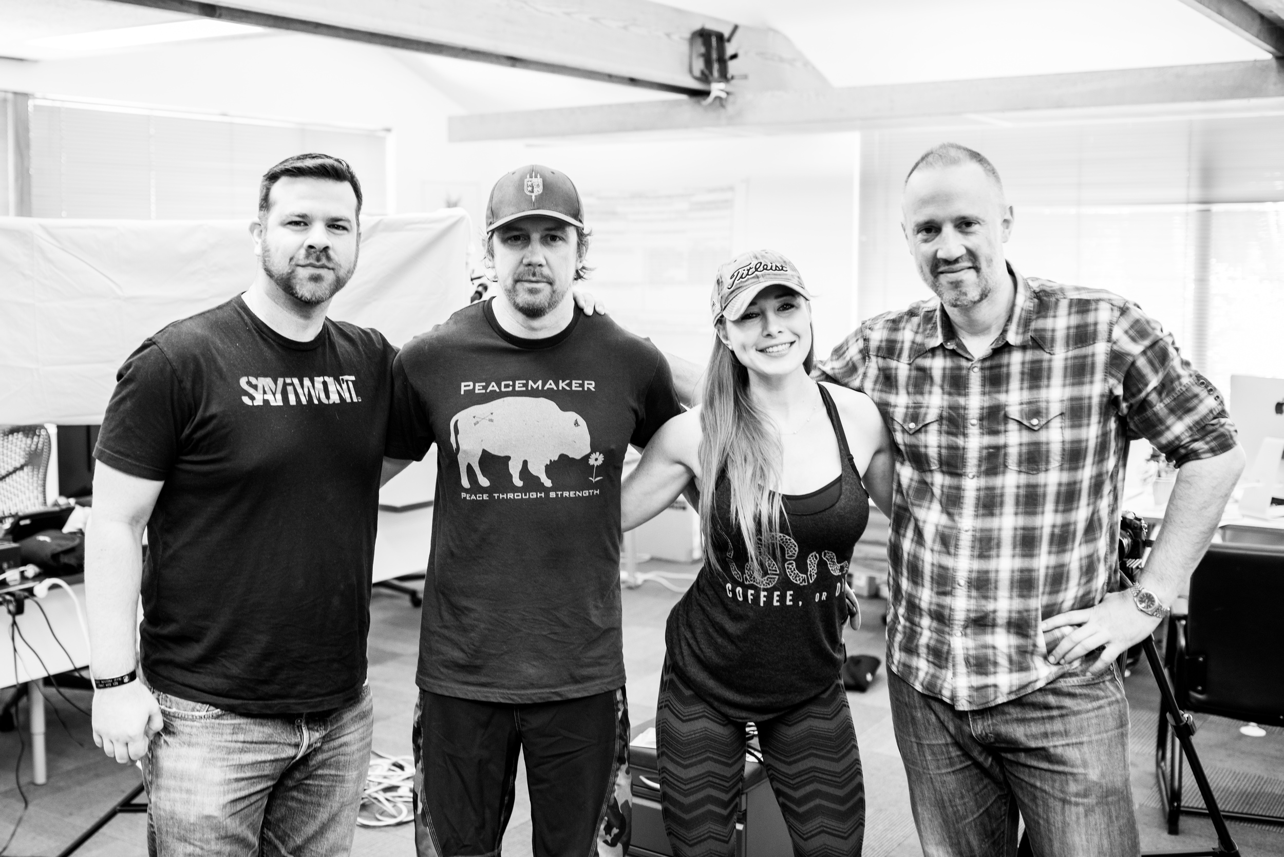 Tyler with (from left to right) Mike Dowling (Director of Talent and Community Outreach at We Are The Mighty), girlfriend Jaclyn Marsh ( Owner of Red's Pantry), and Mark Hyatt (SVP of Brand Partnerships at We Are the Mighty). 
