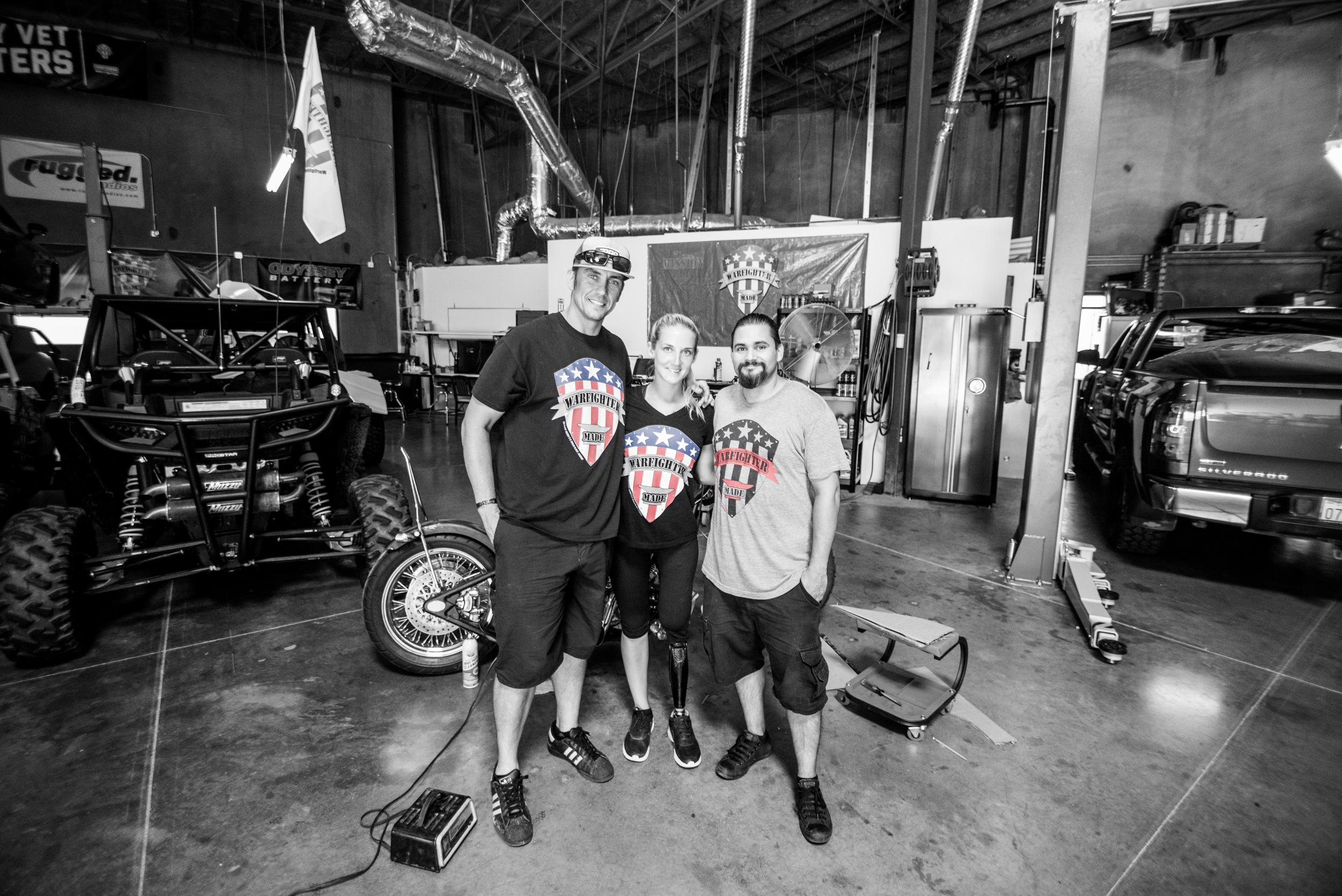 Kirstie with Rob (left) and Juan (right), of Warfighter Made.