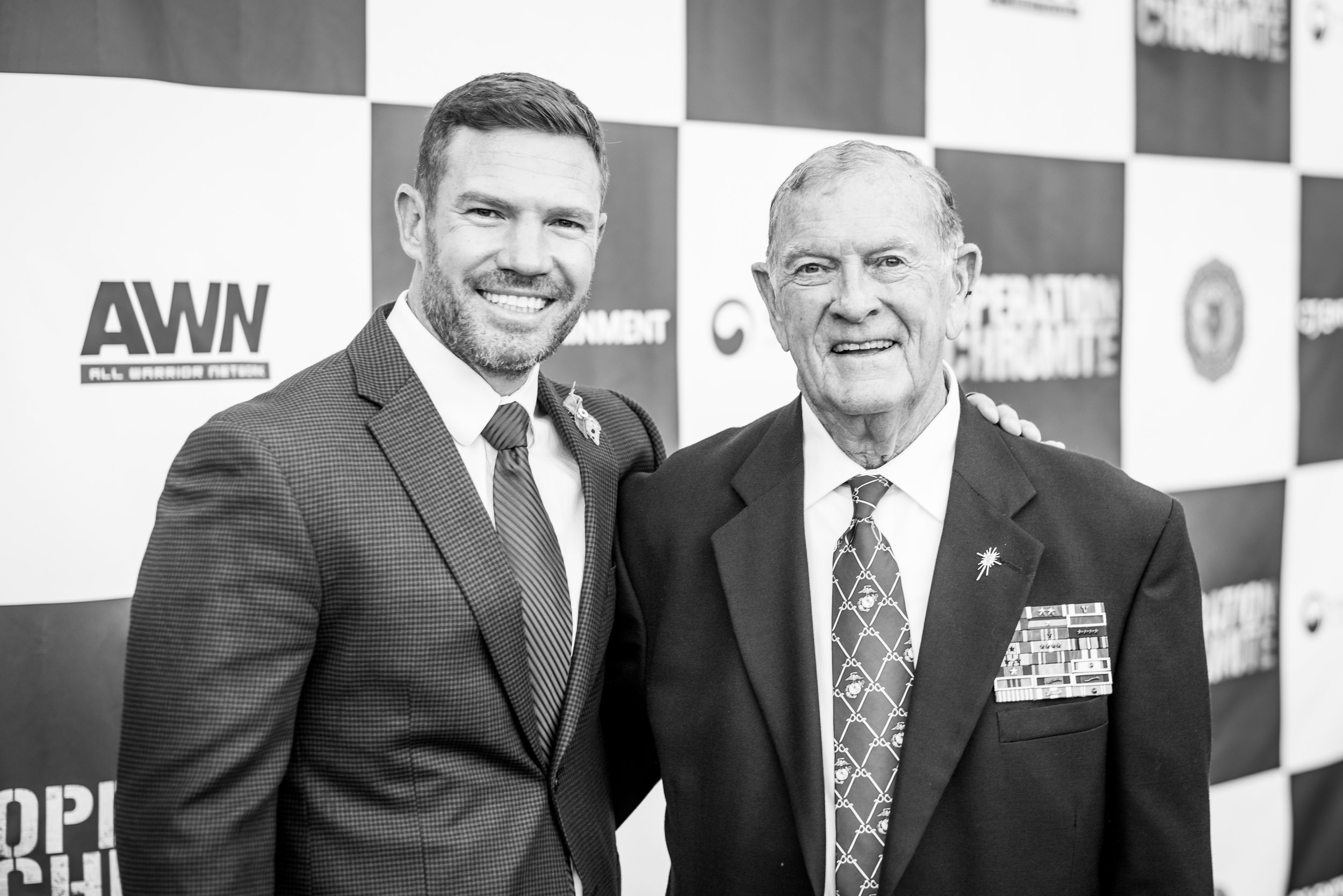 Nate with one of the special guests of the Operation Chromite Premier, a veteran of both Vietnam and the Korean War. 