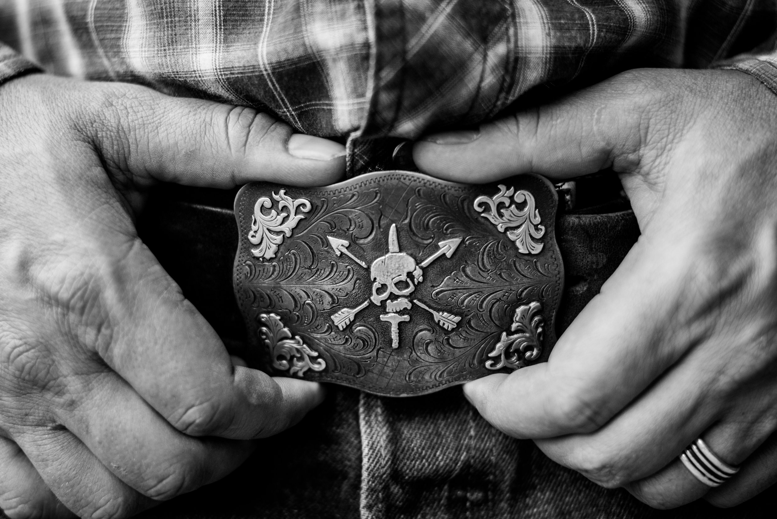Belt buckle by Kerry Kelley of Bits & Spurs. 