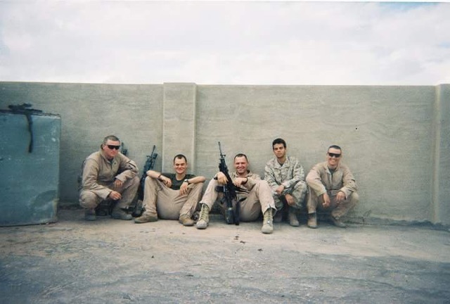 Liam Fuller with fellow Marines of 2/7.