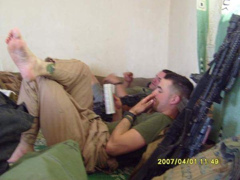 Fuller during some very rare down time, back at the COP in Fallujah. 