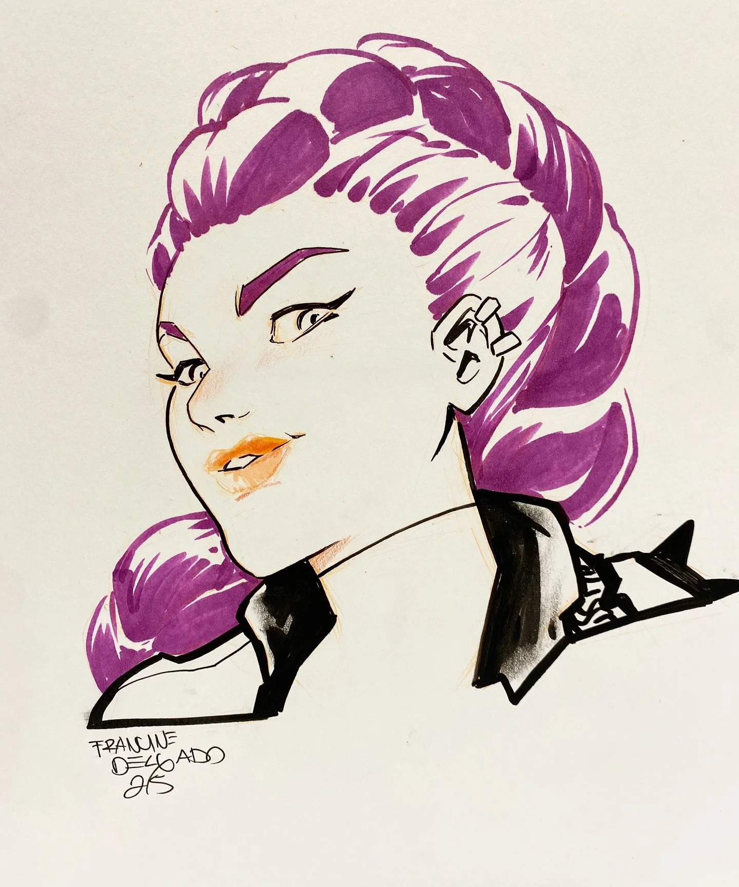 ✨ Commission✨
Here&rsquo;s a headshot commission of Rum&iacute; Koop, Demon Hunter 🔥
I had a blast working on this one&mdash;this character design is so fun!

🎨 Accepting limited commissions now&mdash;DM if you&rsquo;d like to grab a spot.

#ComicA