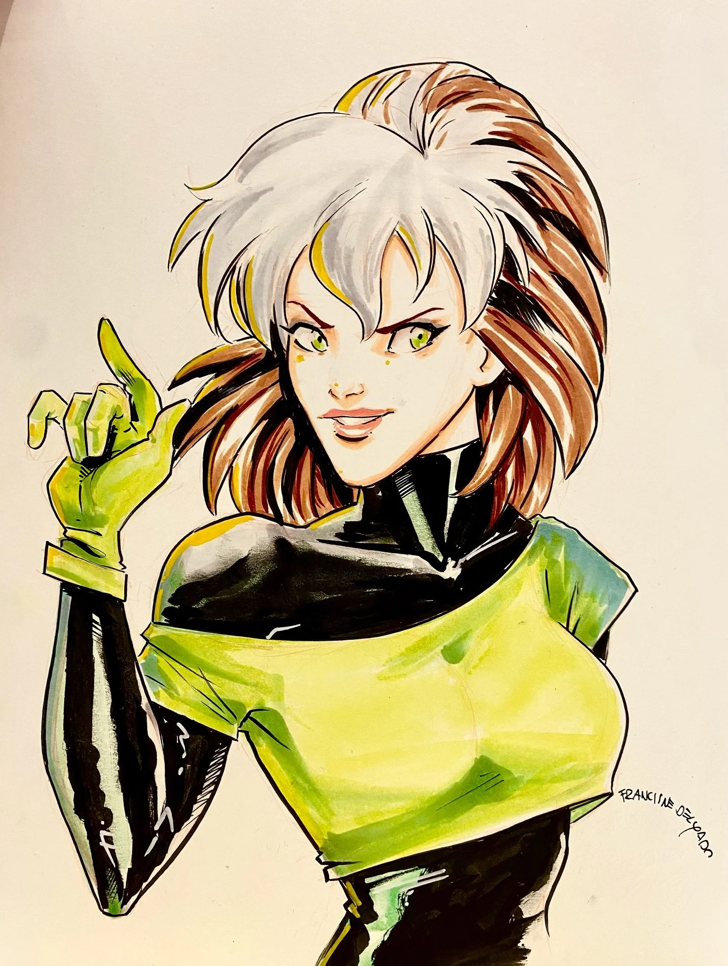 Just finished my 80&rsquo;s Rogue here at @winnipegcomiccon 💚⚡️
She&rsquo;s ready to steal your powers and your heart 😏
DM me if you wanna give her a good home!
#WinnipegComicCon #Rogue #XMen #ComicArt #MarvelFanArt #ArtistAlley #ComicConFun #80sVi