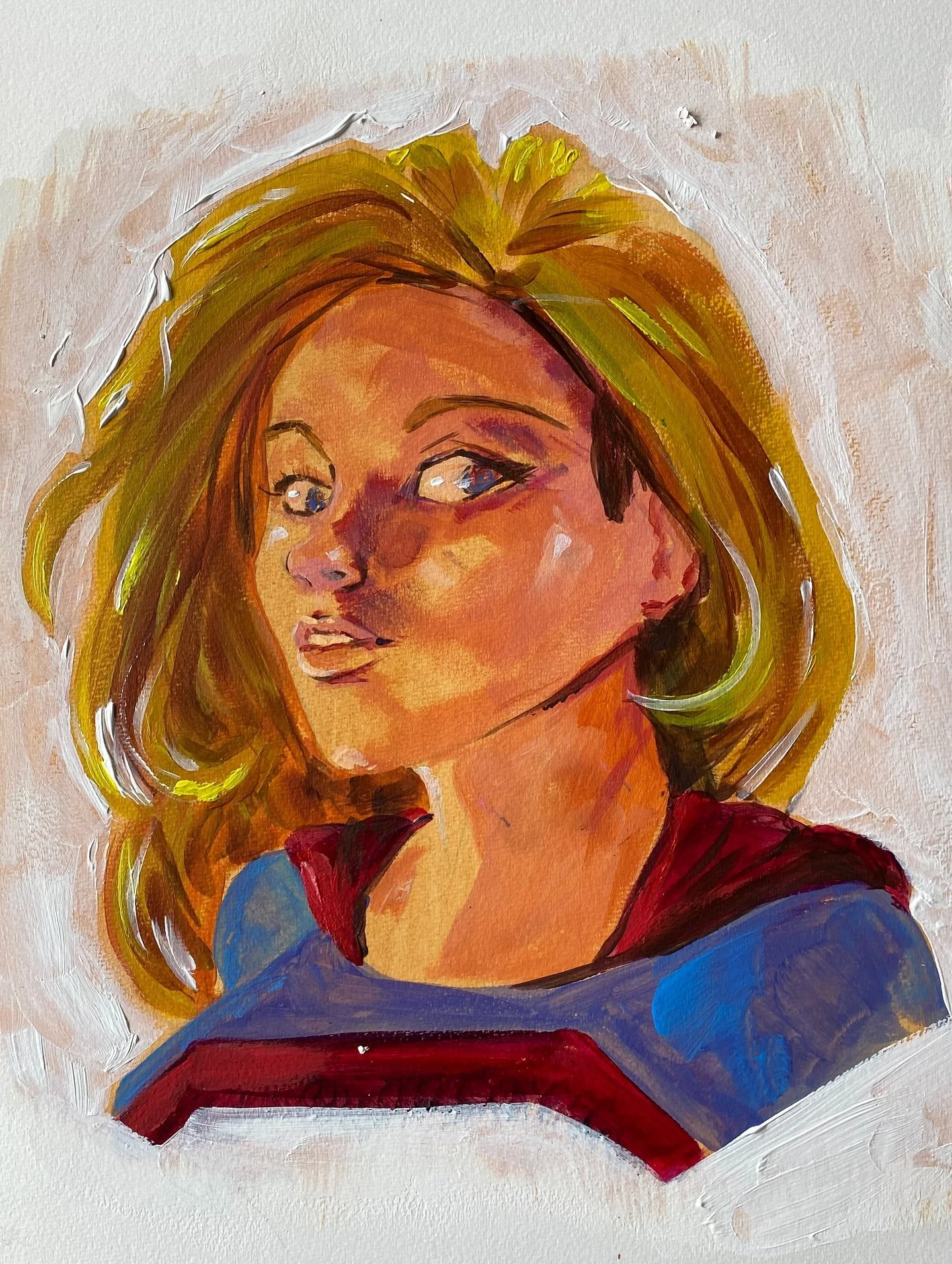 New acrylic Supergirl headshot!
Tried a softer expression with darker tones ✨
Tell me what you think down below💬

And come see me at Motor City Comic Con this weekend! 🩷

#Supergirl #DCComics #AcrylicPainting #ComicArt #ComicArtist #MotorCityComicC