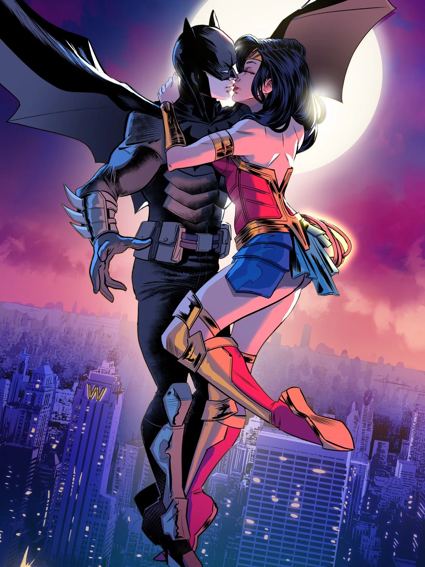 I&rsquo;ll always love seeing Wonder Woman and Batman together, even when we know it won&rsquo;t last. Some stories are just too iconic.
Swap to see the BW version.

#WonderWoman #Batman #DCComics #WonderBat #DCUniverse #ComicArt #ComicBookCouple