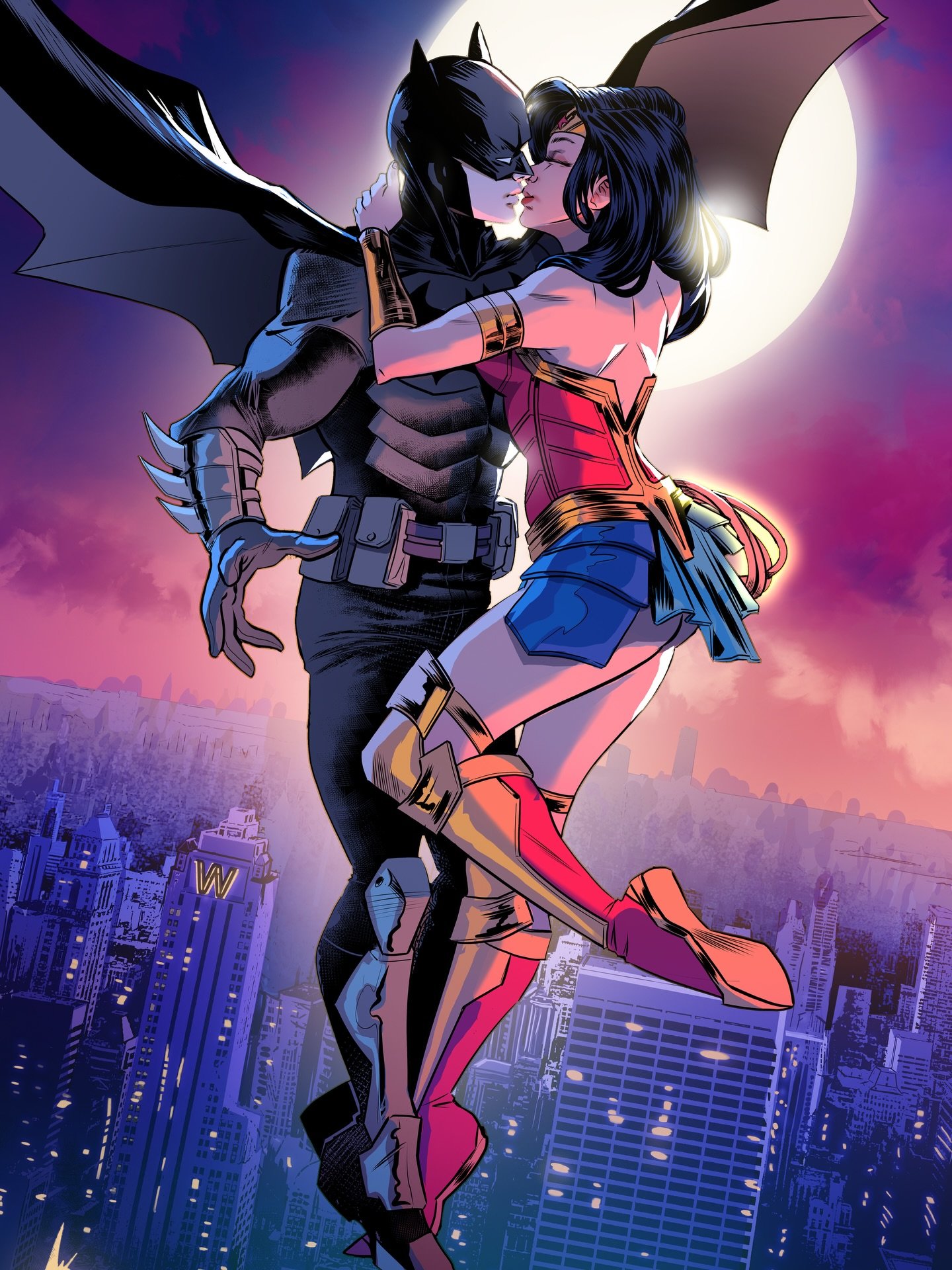 I&rsquo;ll always love seeing Wonder Woman and Batman together, even when we know it won&rsquo;t last. Some stories are just too iconic.
Swap to see the BW version.

#WonderWoman #Batman #DCComics #WonderBat #DCUniverse #ComicArt #ComicBookCouple