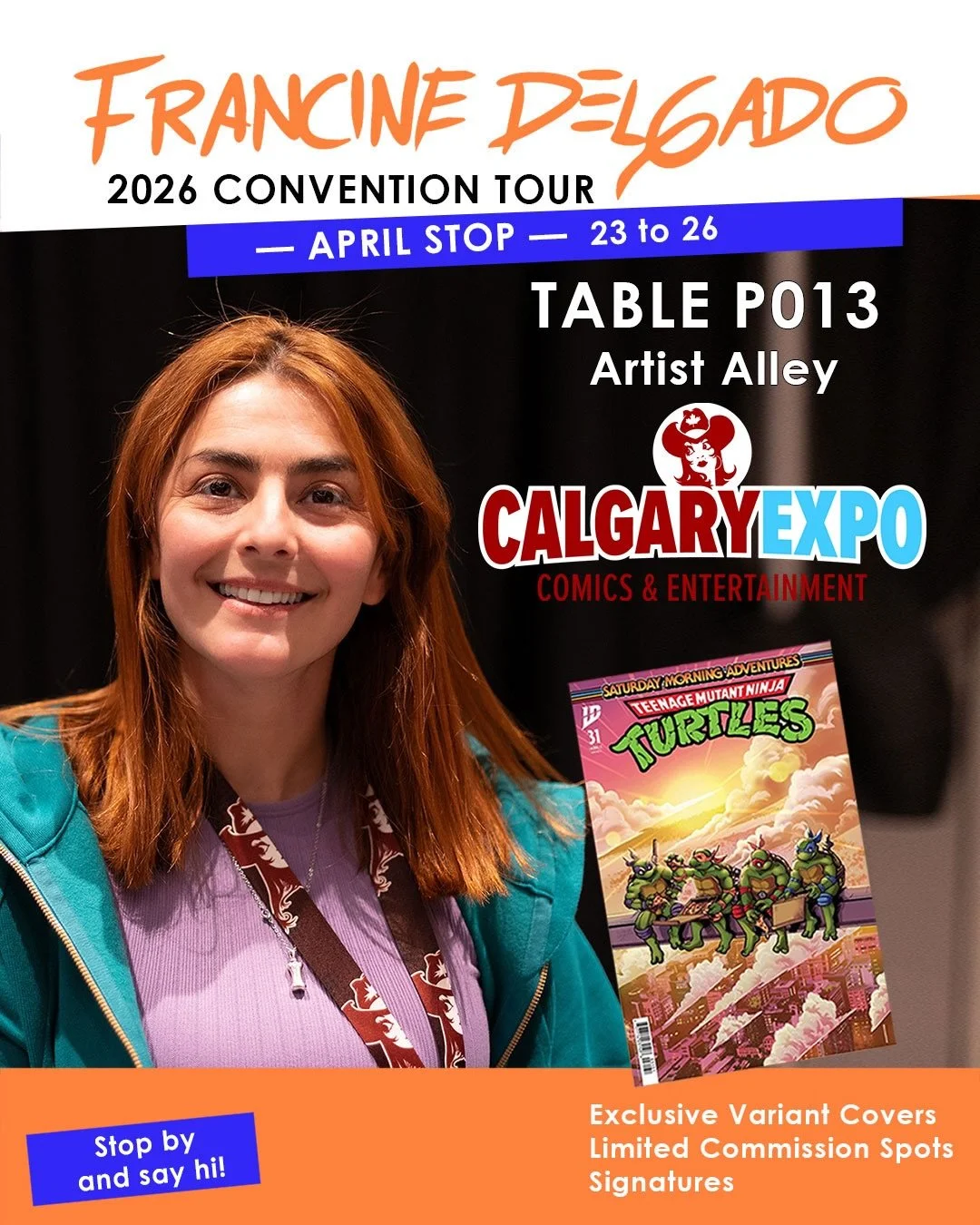Heading to @calgaryexpo this April 23 to 26.

You can find me at Artist Alley, table P013.

I&rsquo;ll have exclusive variant covers available at the table, along with a limited number of commission slots each day.

I&rsquo;ll also be drawing live du