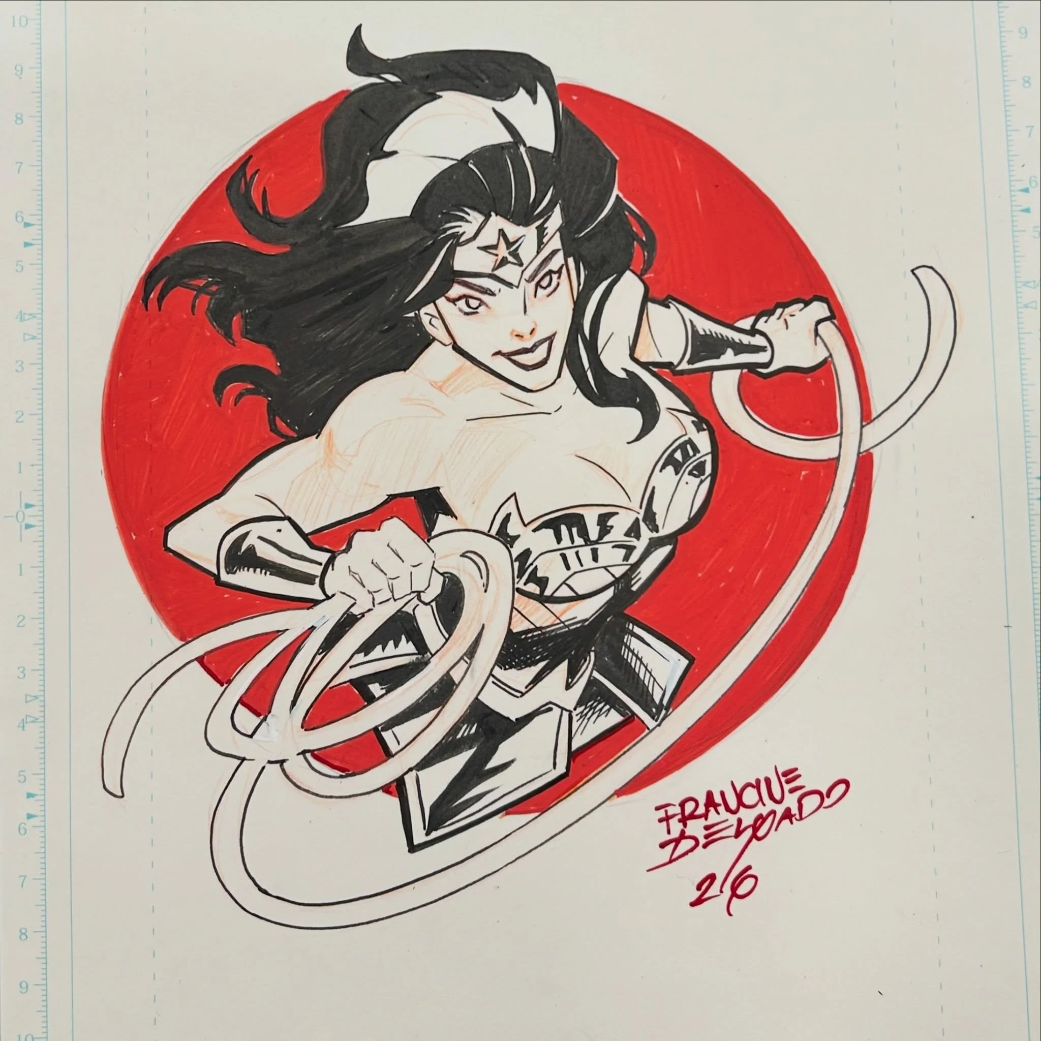 She is powerful. She is fierce. She is Wonder Woman. ✨
Created live during Calgary Expo, this piece was such a joy to bring to life. I love capturing her strength and iconic presence in full glory.

Who&rsquo;s your favorite DC heroine?

#WonderWoman