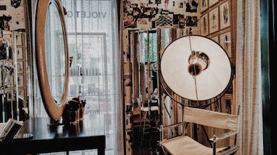 the makeup studio at Violet Grey