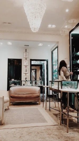 testing products in the salon at Violet Grey