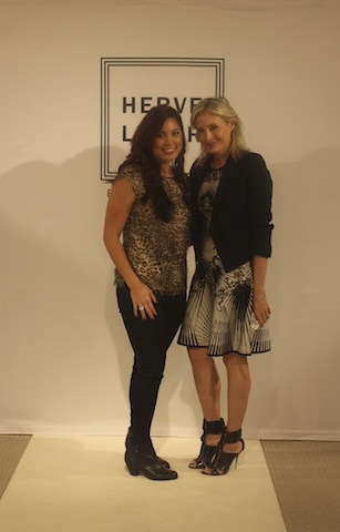 myself and Lubov Azria in the 'Alexis' A-line scroll-jacquard studded dress.