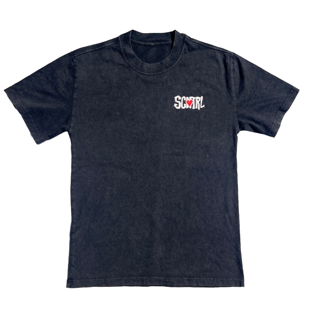 SCNTRL x POETIC JUSTICE BLACK STONE WASH SHORT SLEEVE