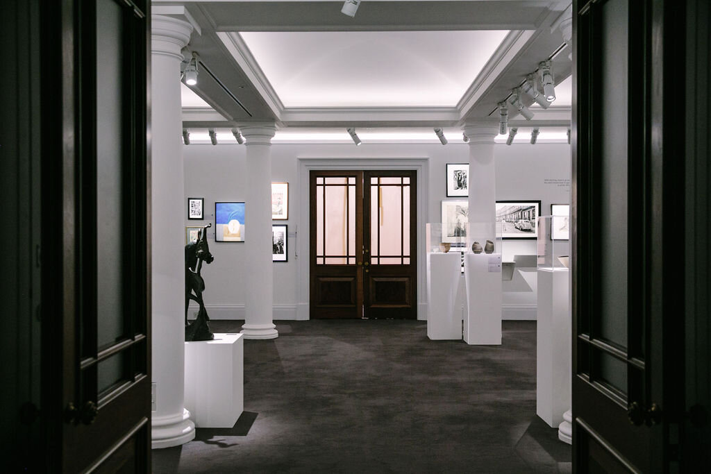 event photograph of empty gallery space at Sothebys