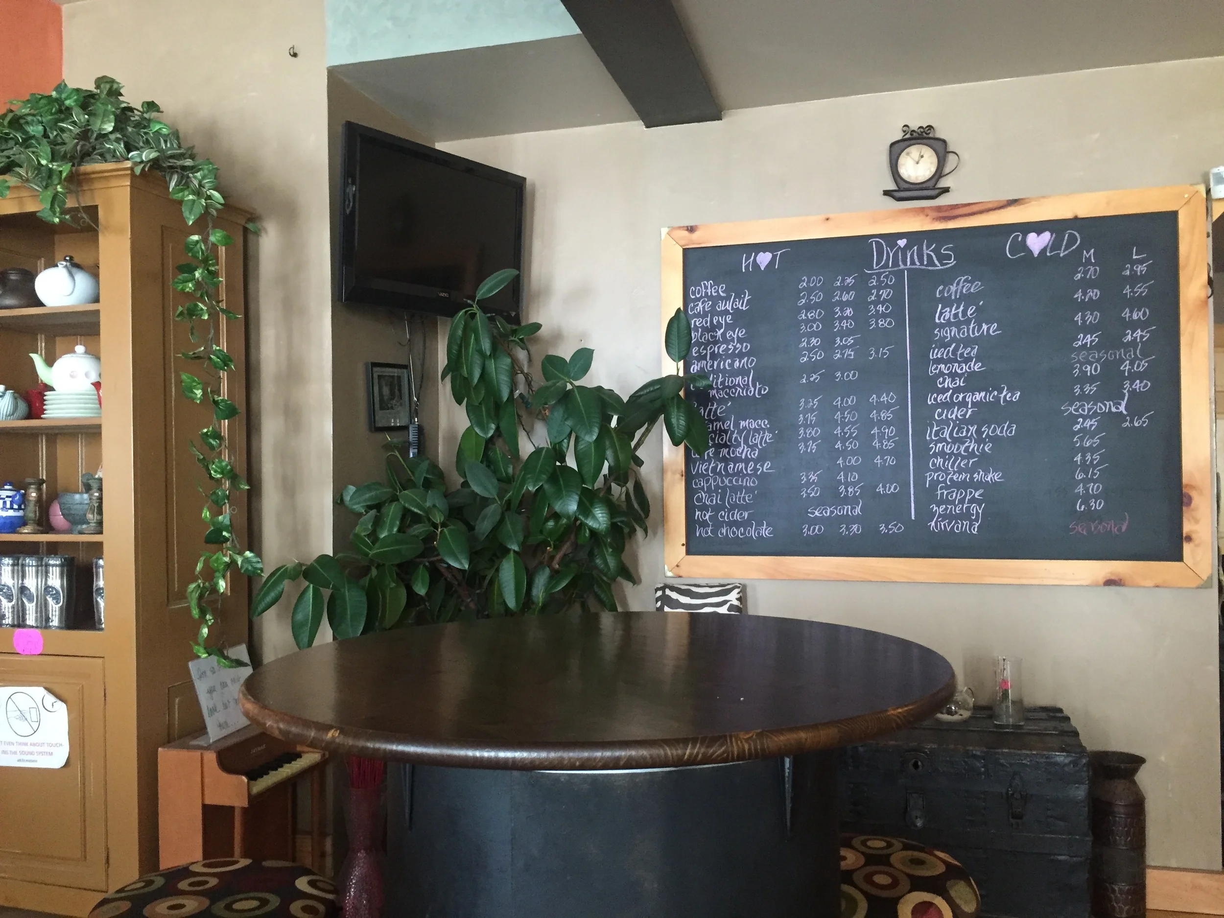 The back wall of The Zen Den with all the drinks laid out.