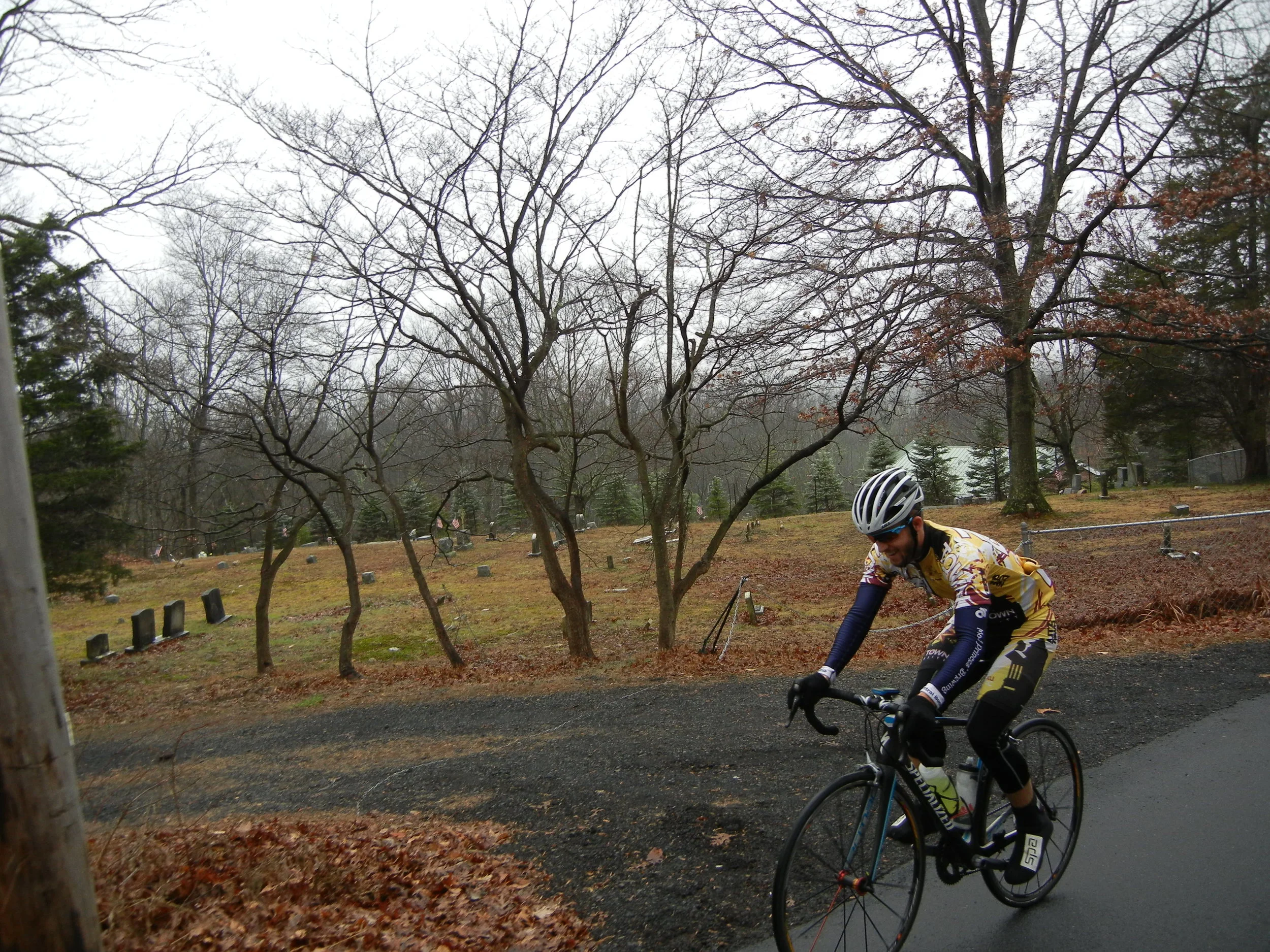 Mike passing the Mt. Gilead African Methodist Church cemetary.