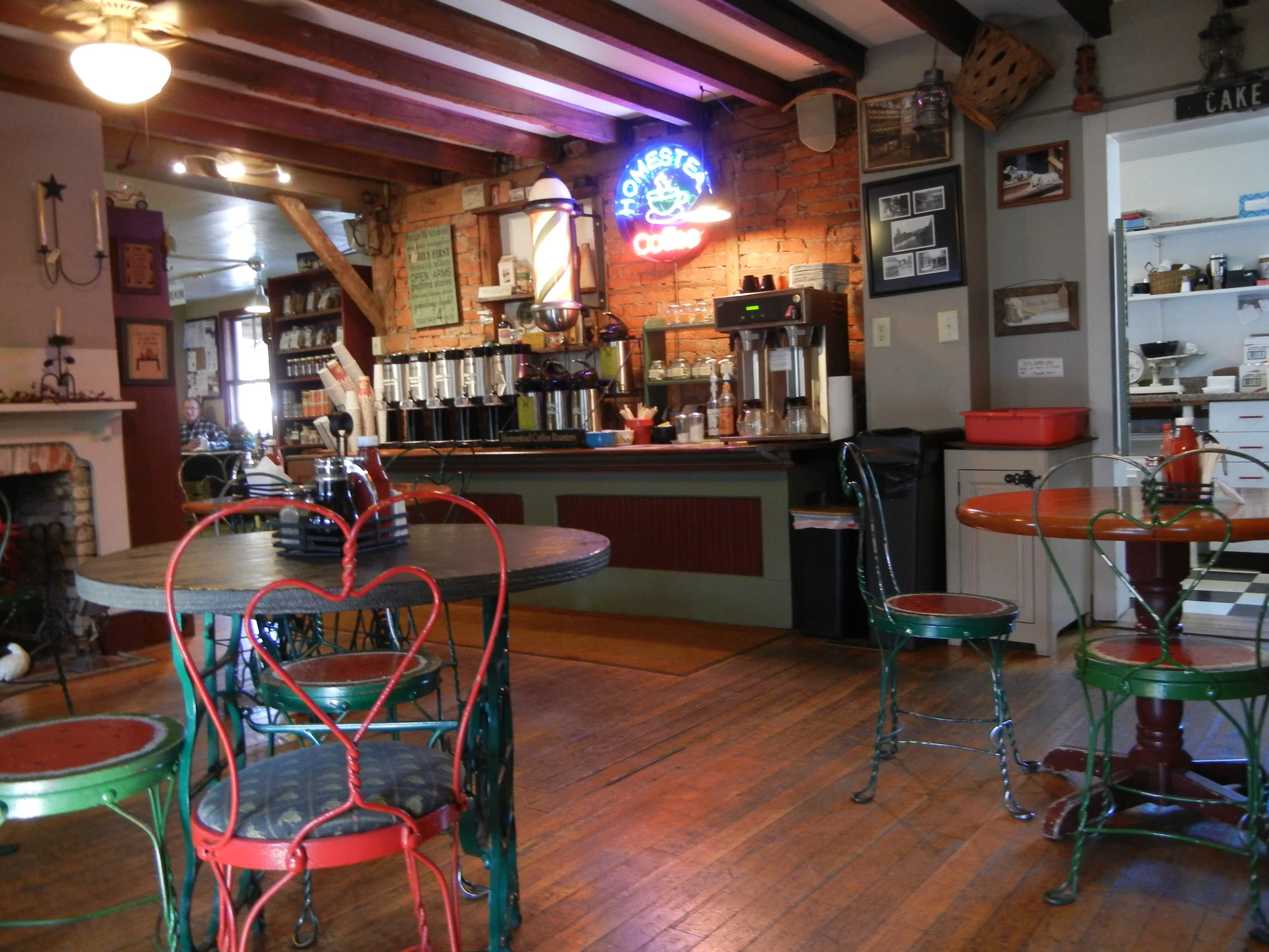 The dining area of Homestead Coffee. It's the perfect place to start and end a ride.