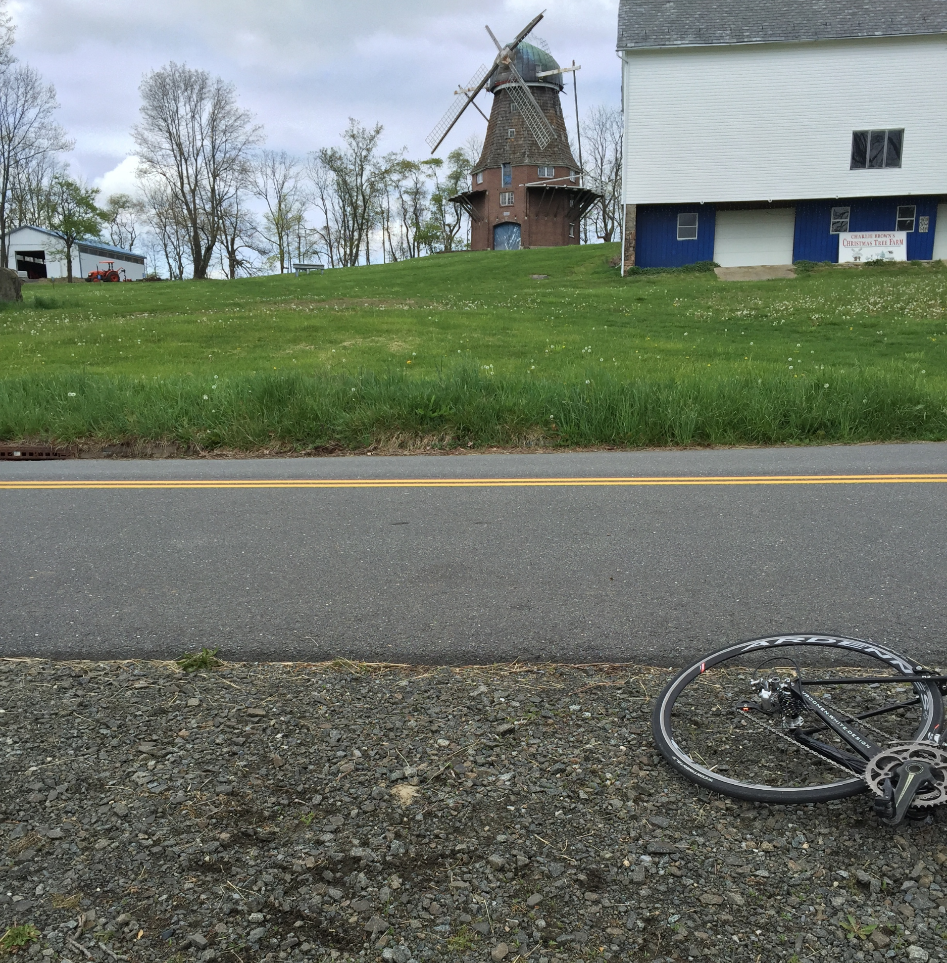 A rest stop with a view: Adamic Hill Road's authentic replica windmill.