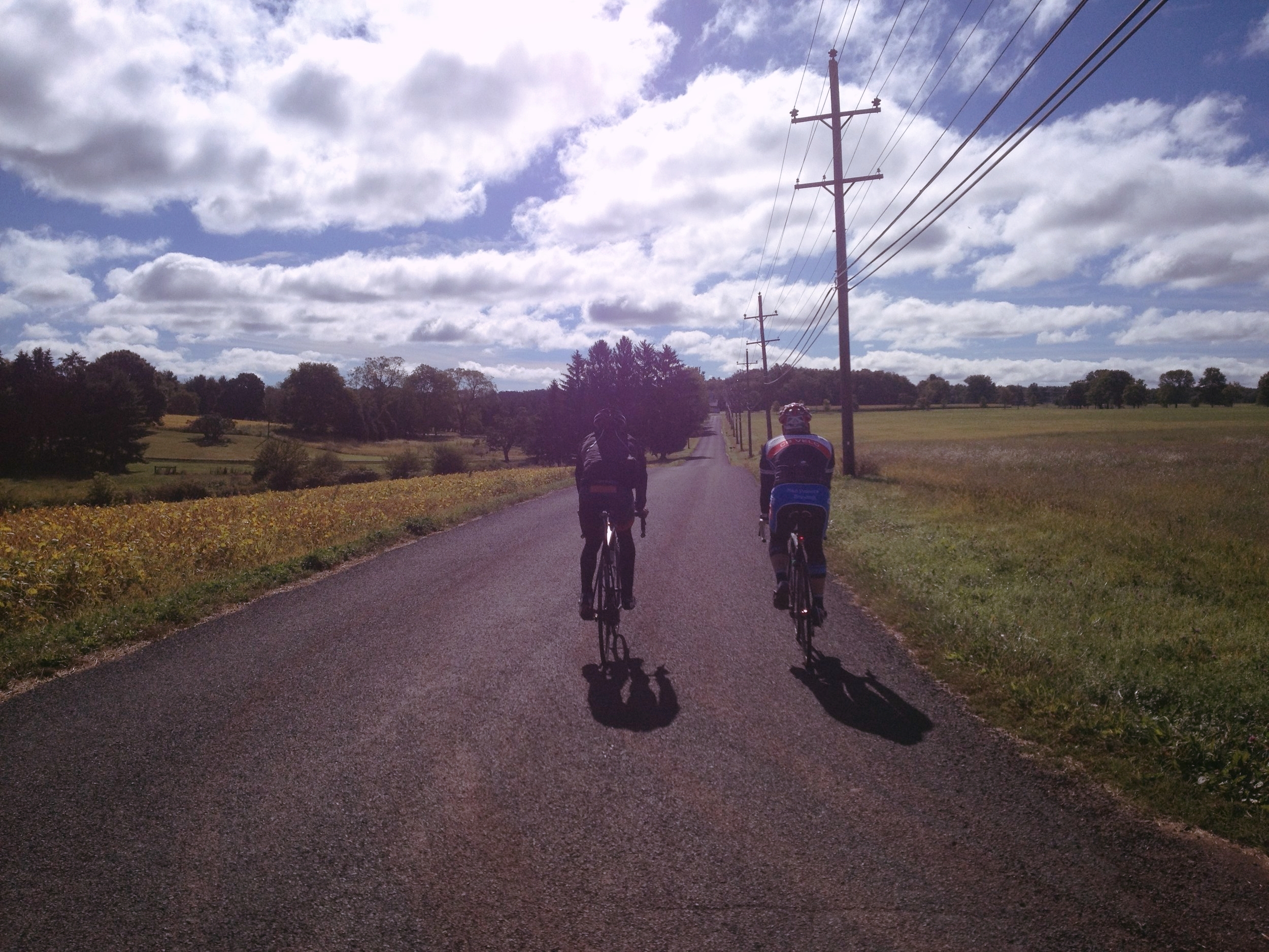 A photo taken by the Missus of our morning ride with Carson before the criterium race later that day in Doylestown.
