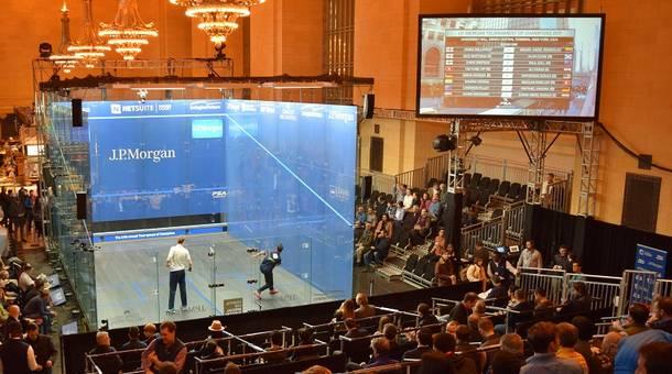 Squash tournament in New York's Grand Central Station. Photo is not mine, and can be found here .
