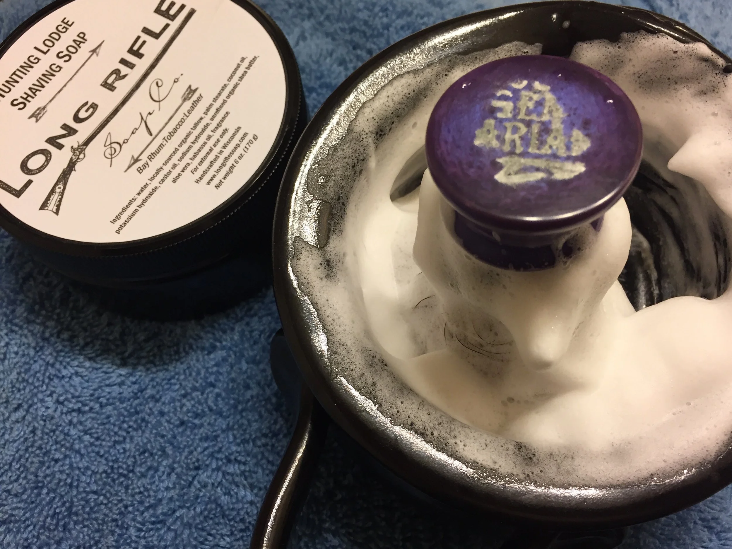 Several quick turns of the shave brush produced a thick springy lather, perfect for a midsummer night's shave.
