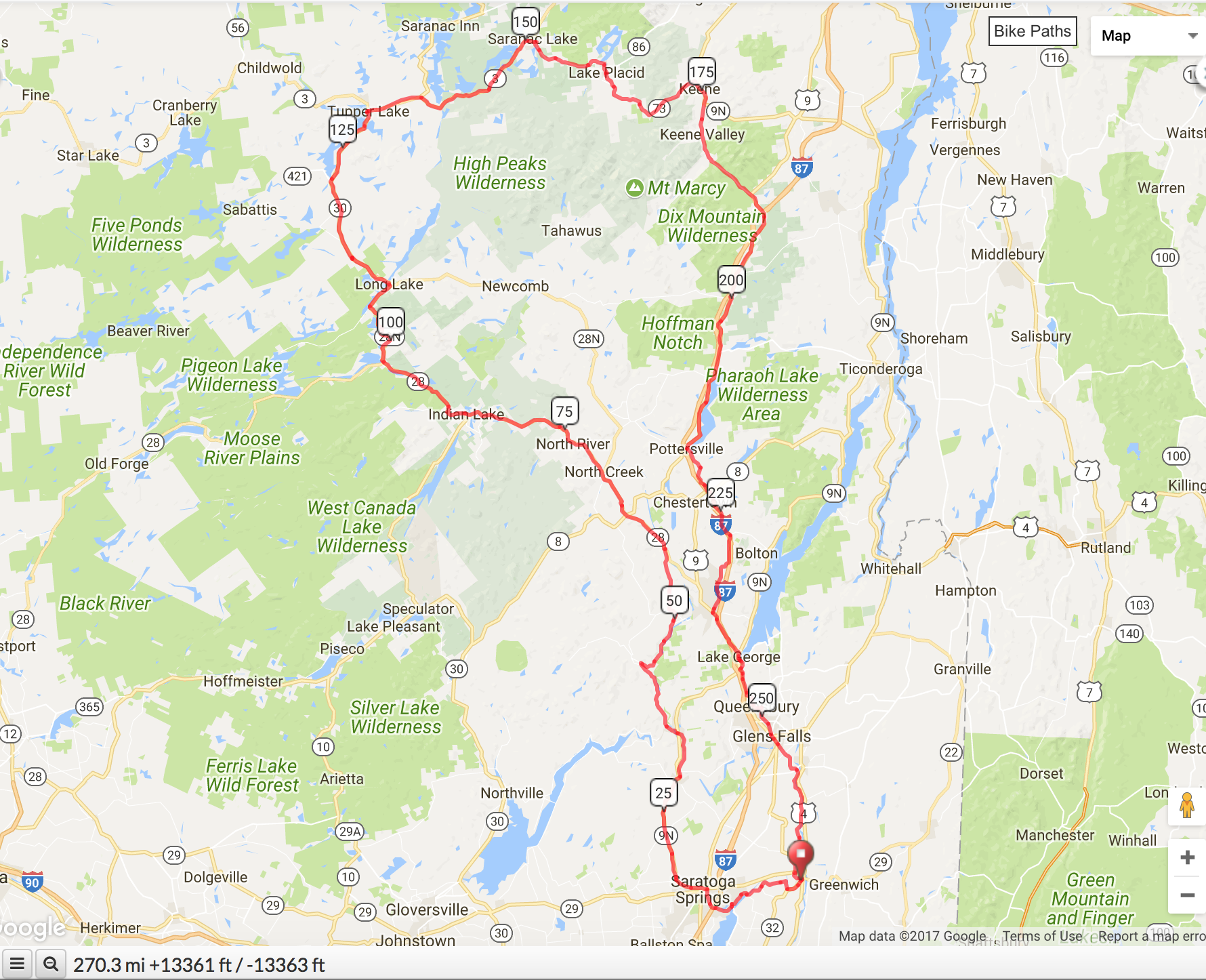 Adirondack Ultra Fondo Map is available on ridewithgps.com