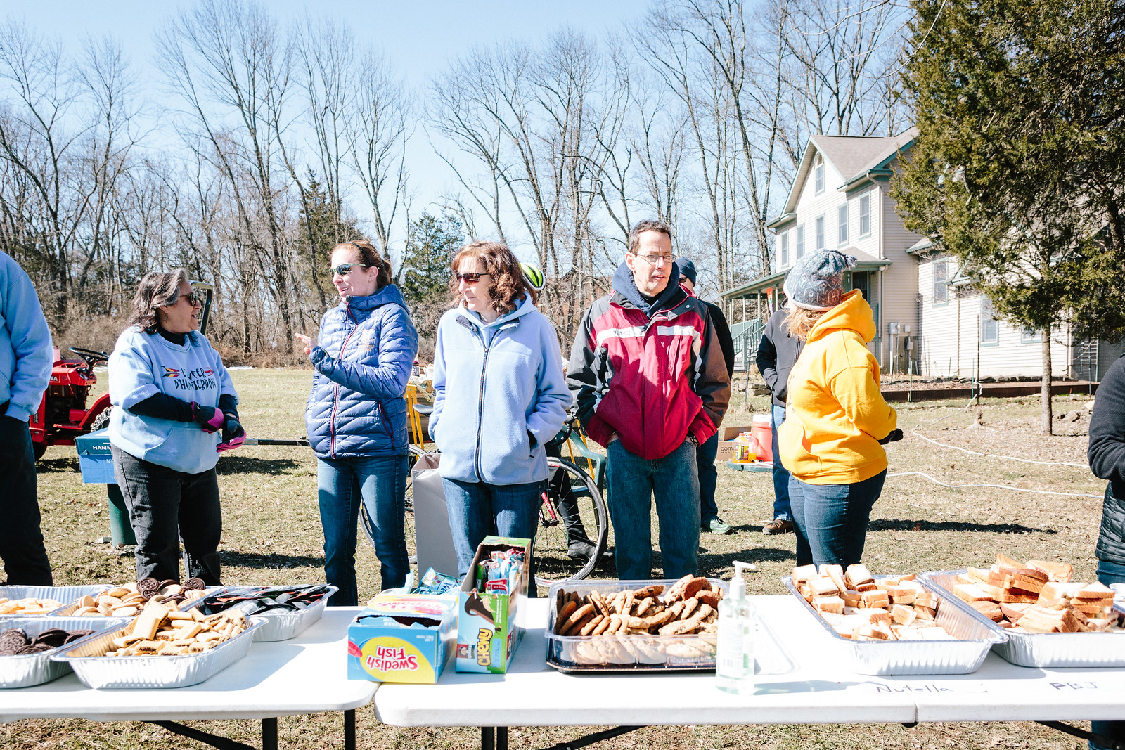 The volunteers kept the aid stations fully supplied. Here the volunteers socialize while stocking the rest stop at mile 38.