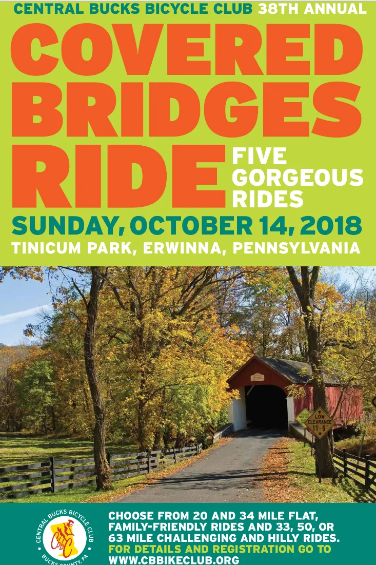 Events: Central Bucks Cycling Club’s Covered Bridges Ride - Online Registration Closes Soon