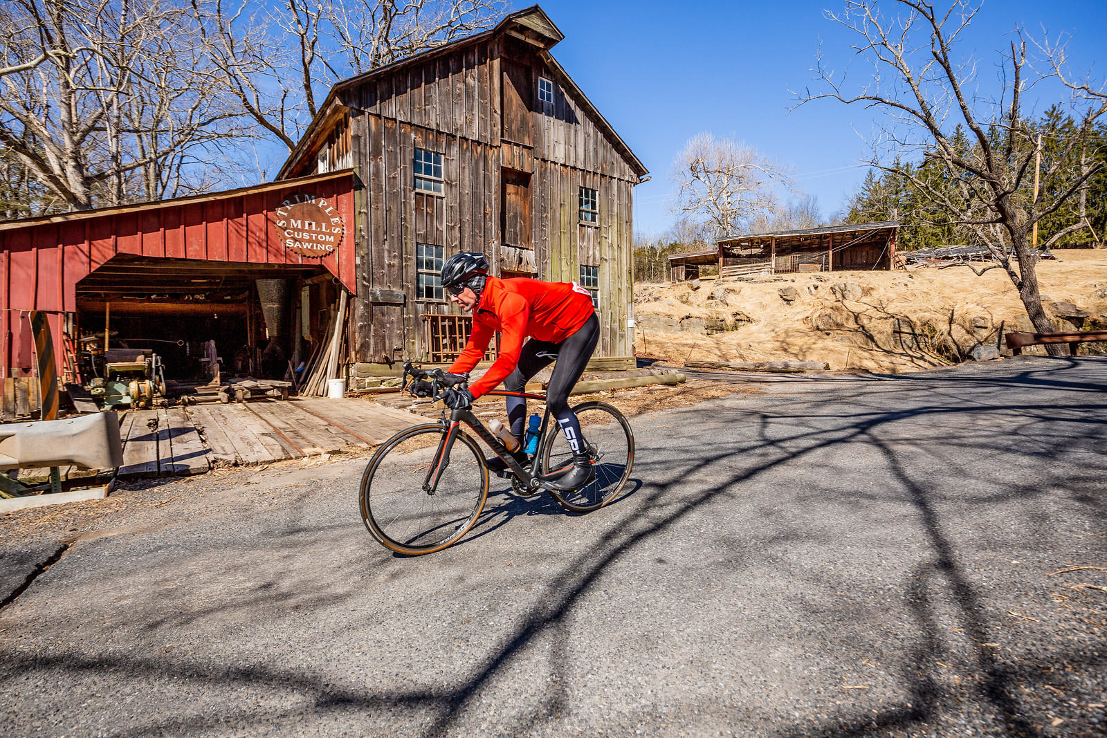 On the approach to the mid-point rest stop, one crosses a steel bridge and passes an old saw mill.