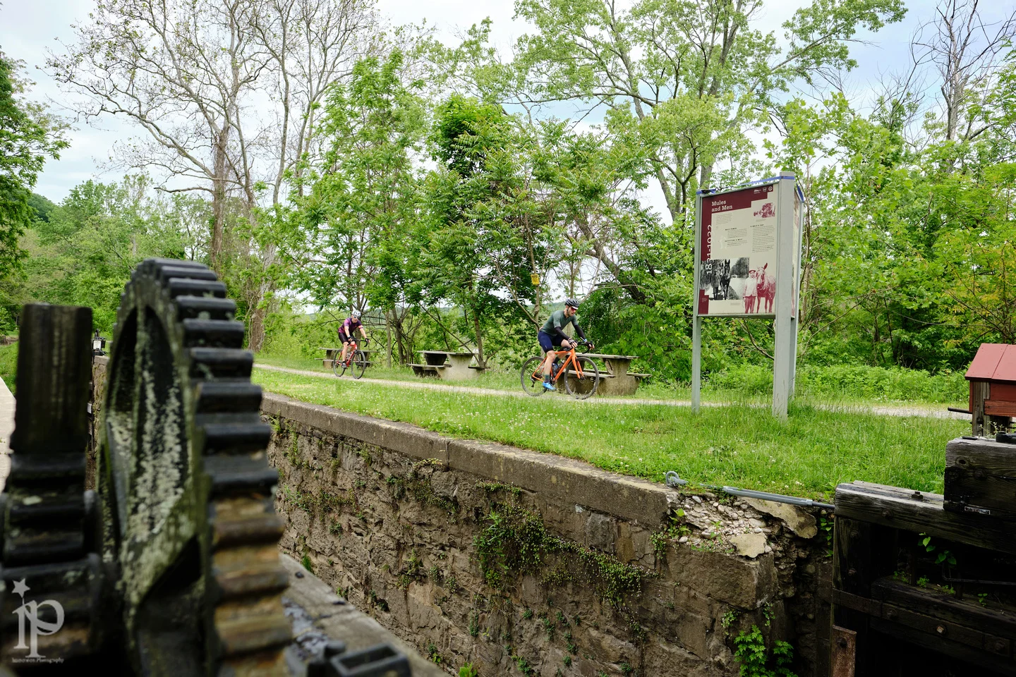 Riders rolled along the locks of the Delaware Canal Path, a sixty-mile path from Easton, PA, to Bristol, PA. Photo credit Jason Wood .