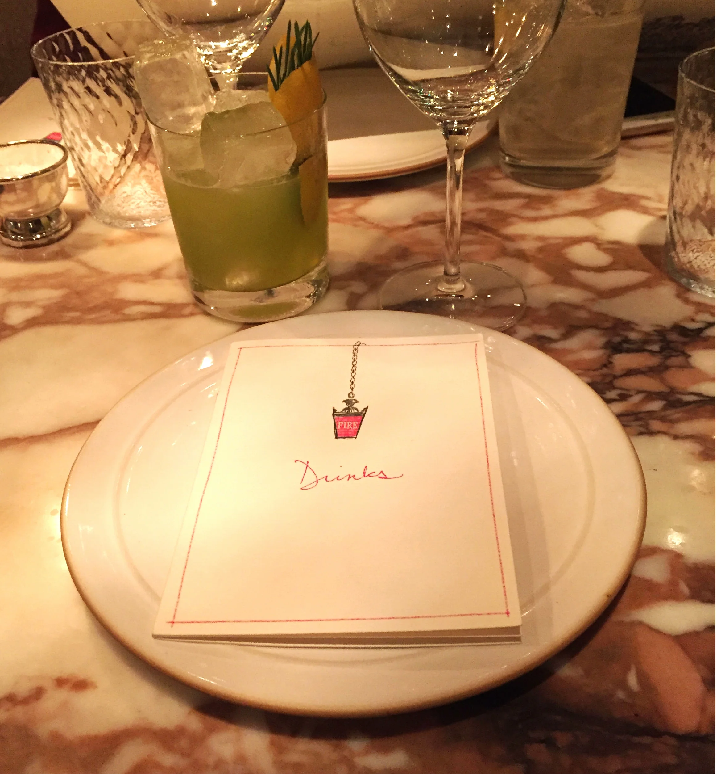 Chiltern Firehouse drinks menu - restaurant review