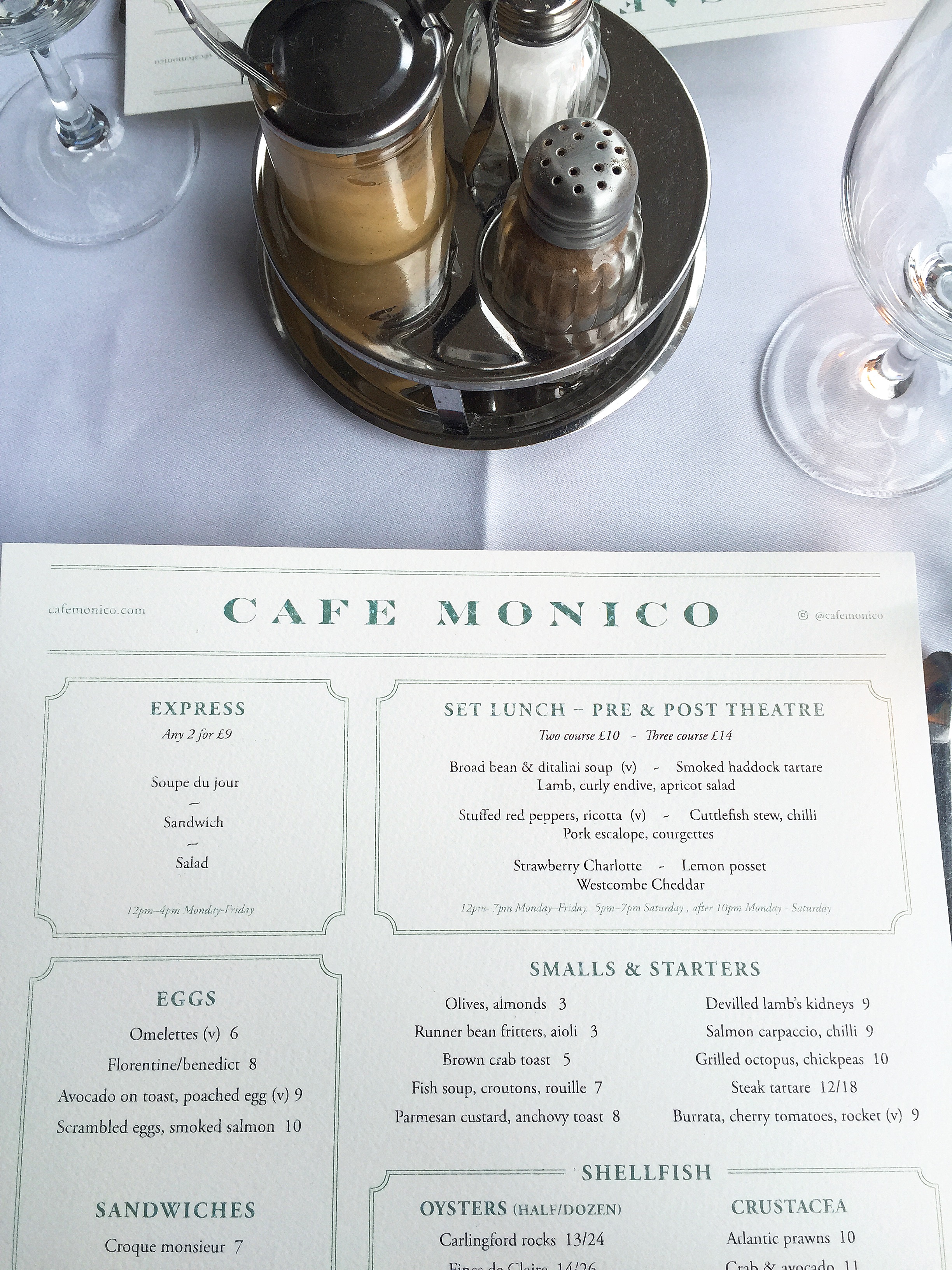 Menu - Cafe Monico review