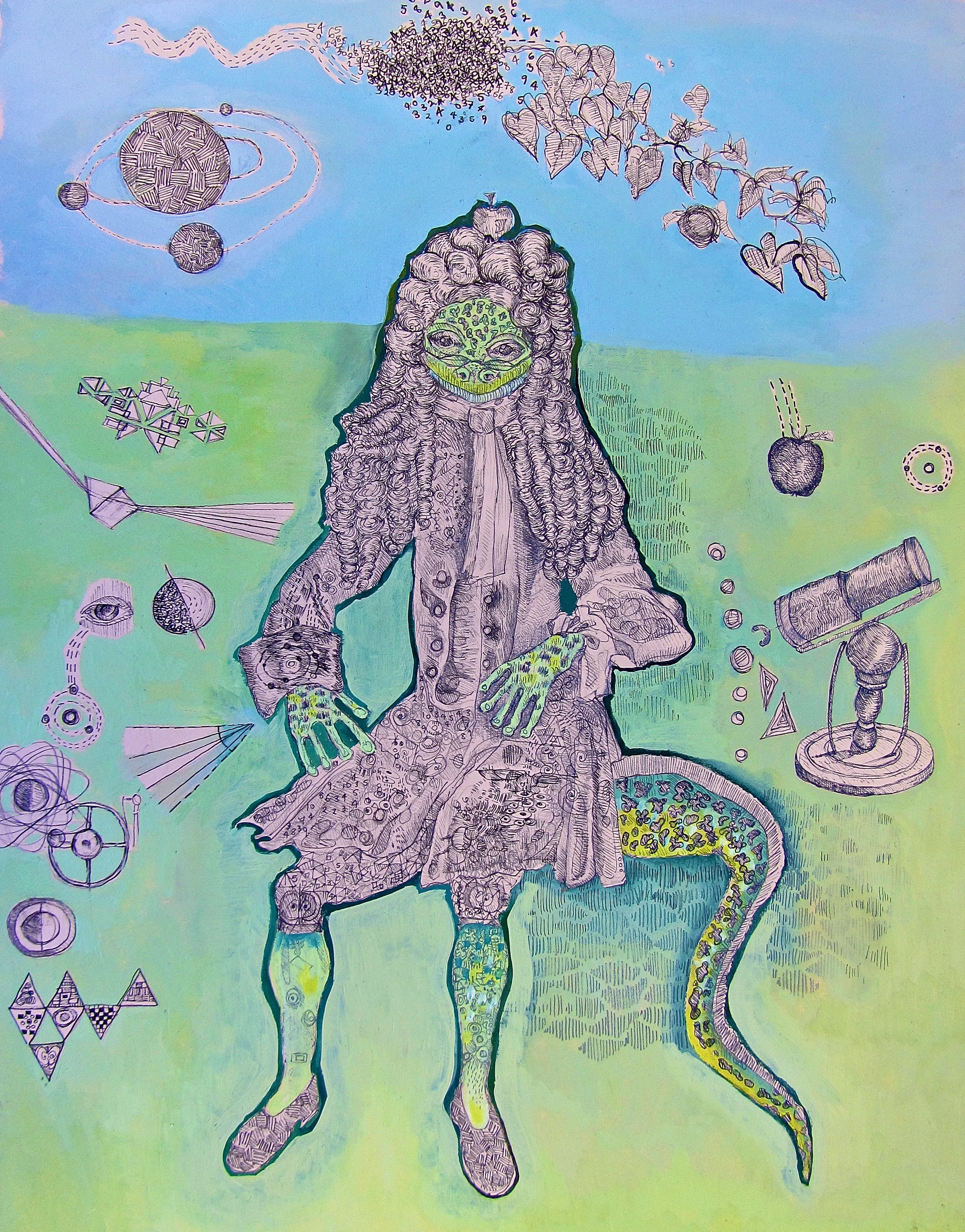  Pen, pencil and oil paint on card  53 x 41 cm   