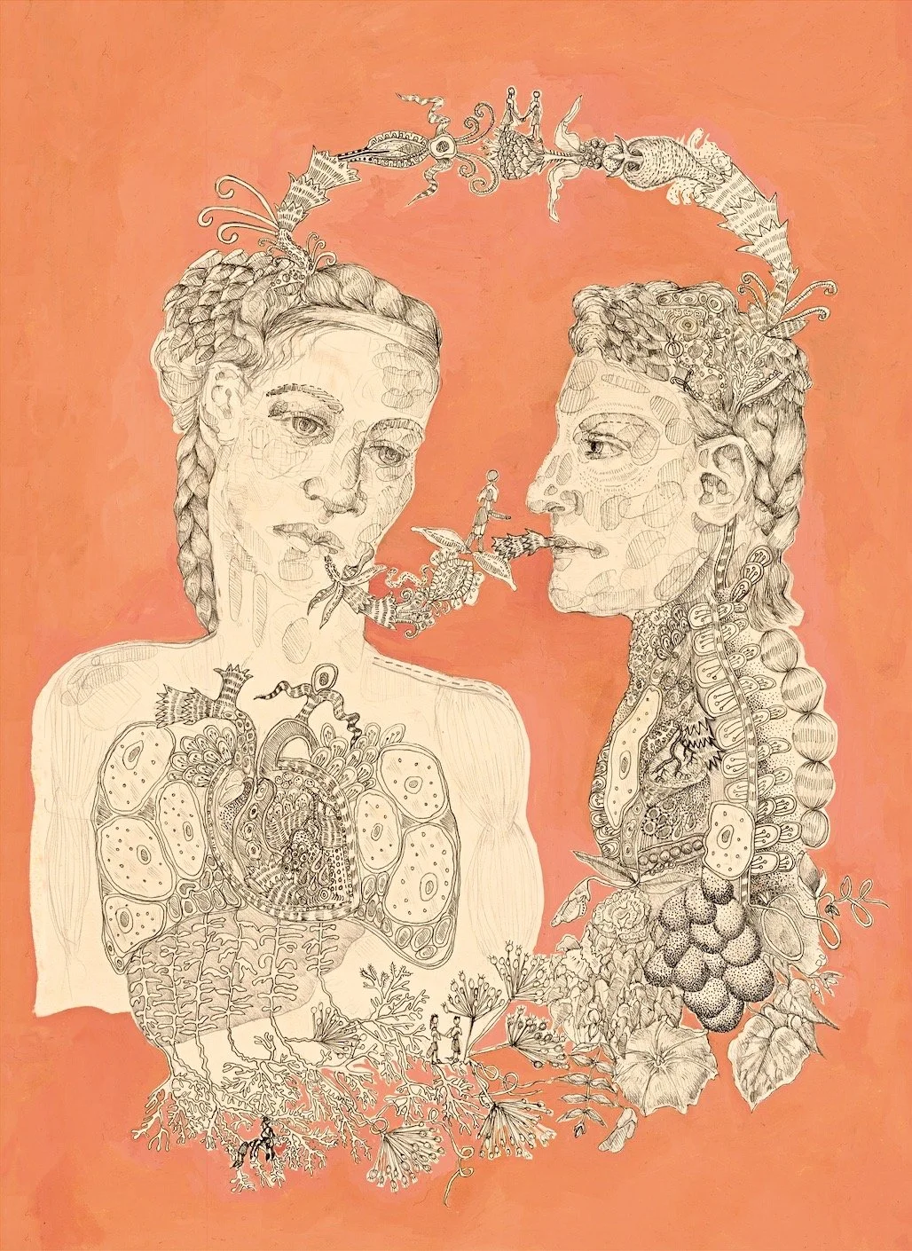 Oil paint, pen, pencil on card  60 x 42 cm