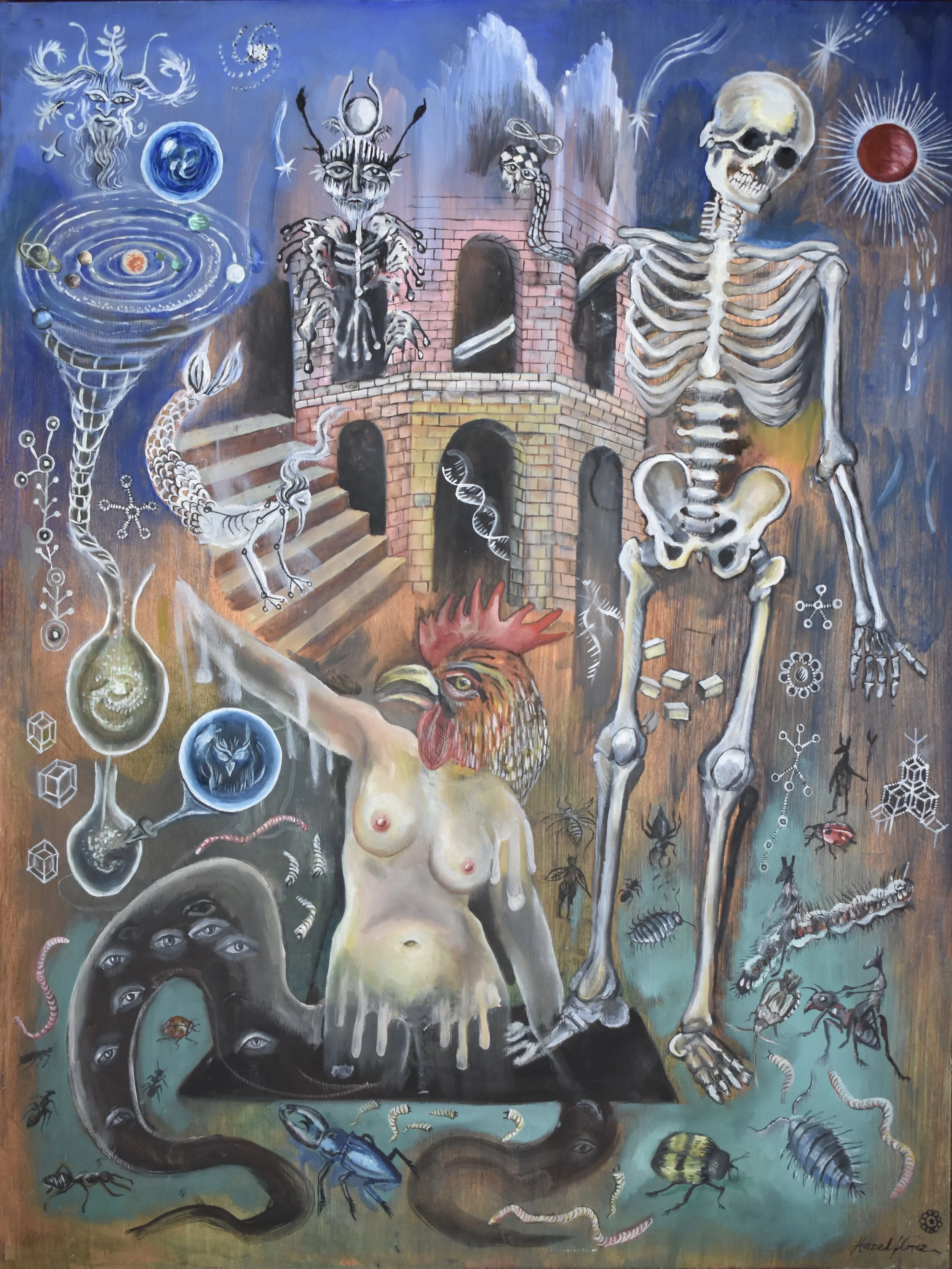 Oil paint, gold enamel on wooden panel  80 x 60 cm