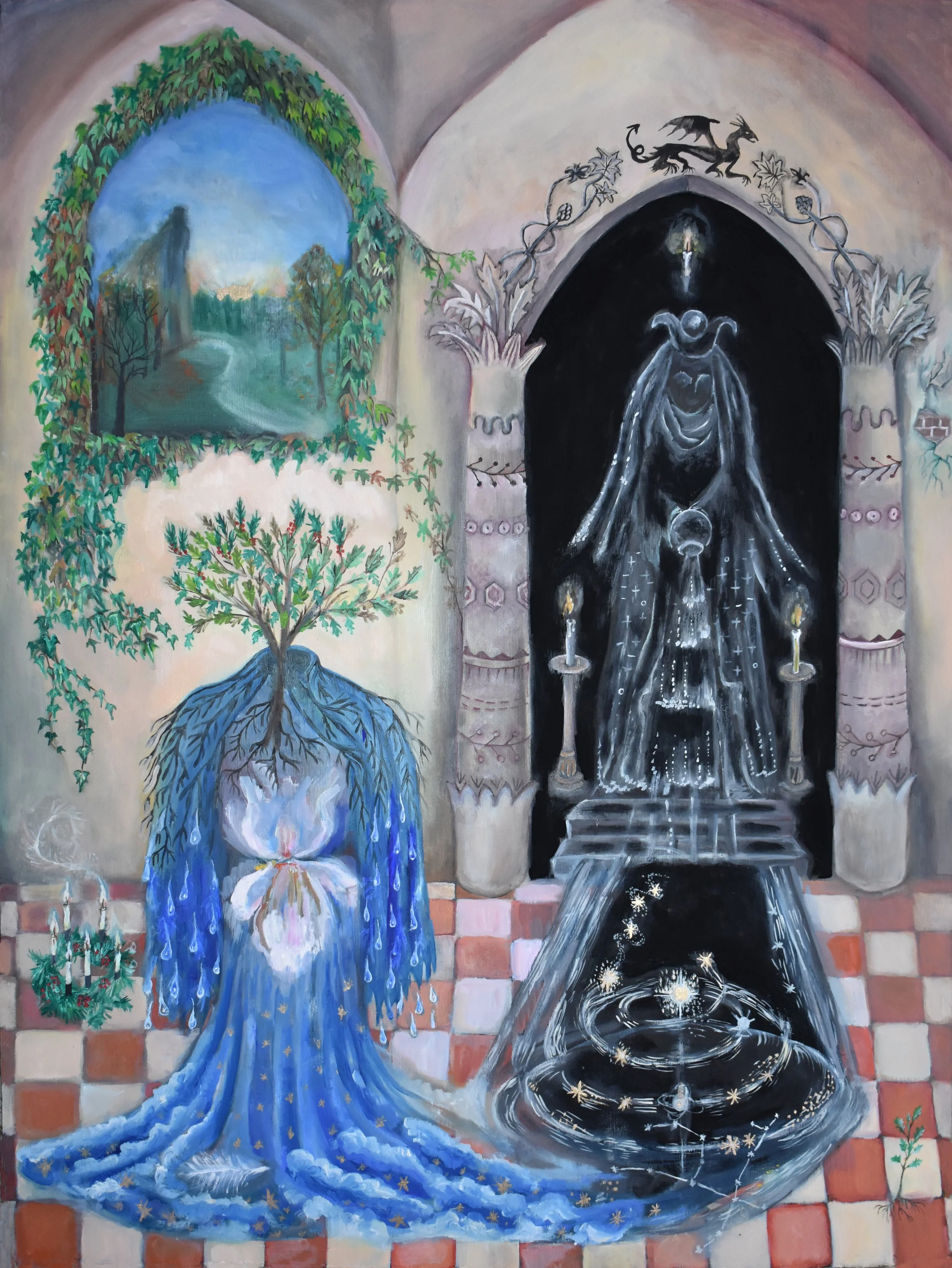  Oil, gold pigment on wooden panel  80 × 60 cm 