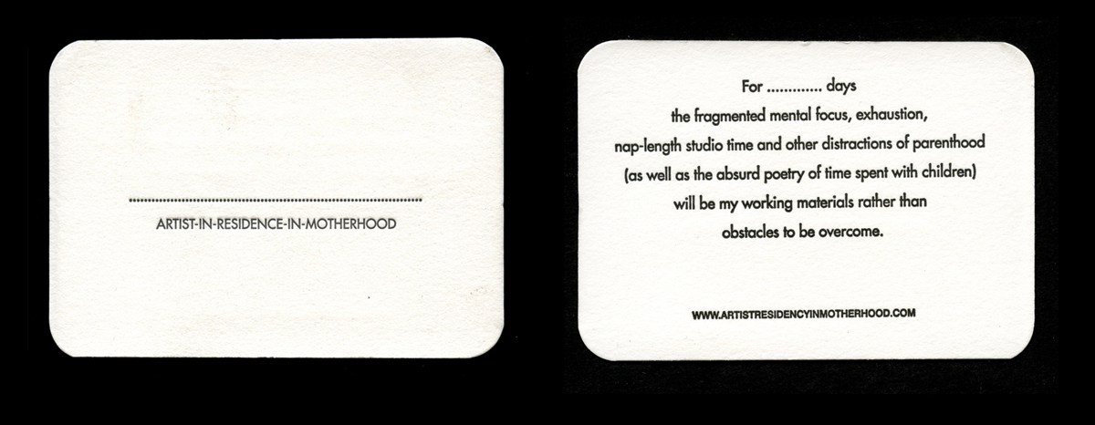 NEW!!! Letterpress Artist Residency in Motherhood Customisable Business Cards / ORDER HERE