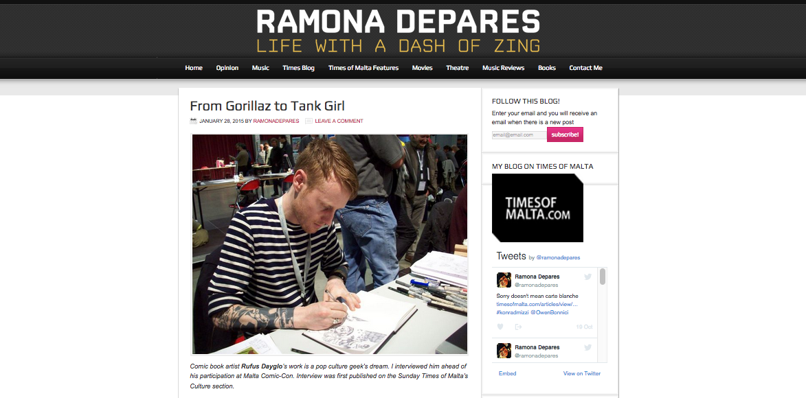 Ramona Depares Gorillaz to Tank Girl