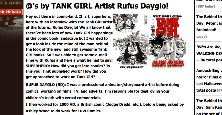 Aint It Cool chats with Tank Girl Artist Rufus Dayglo
